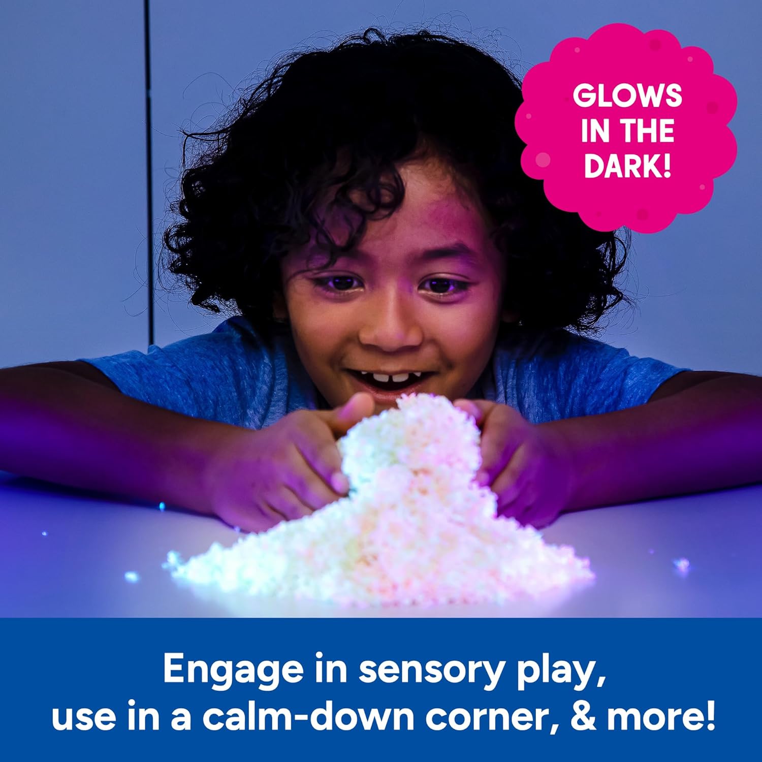 Educational Insights Pluffle® Glow-in-the-Dark - Sensory Bin Foam Set, No Mess Alternative to Sand Toys & Slime for Toddlers at Home or in the Classroom, Fun Sensory Table Filler, Gift for Ages 3+