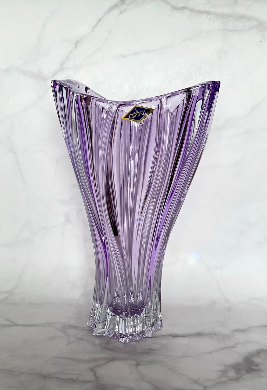 Bohemian Crystal Glass VASE 12'' Amethyst-Purple Decorative Gift Elegant Centerpiece Vintage Design Flowers Classic Czech Glass
