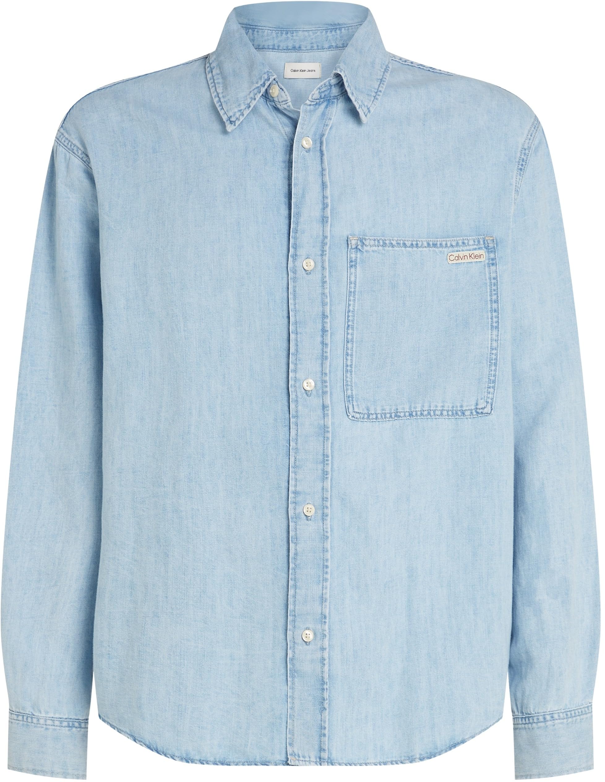 Calvin Klein Regular Linear Denim Shirt J30j327508 Camicia L/S Unisex - Adulto