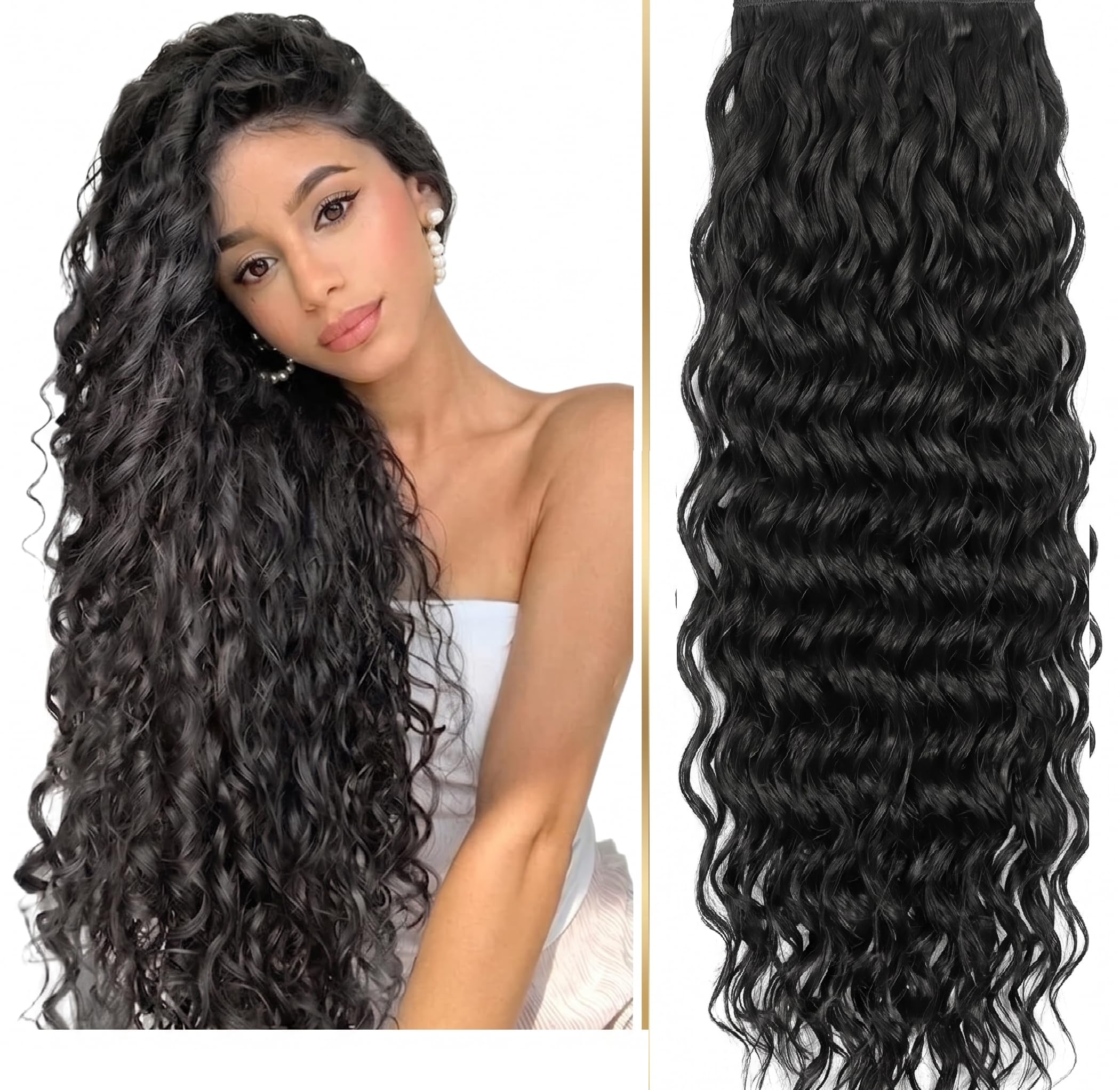 Artifice 5 clip 36 INCH Super Long Kinky Curly Hair Extension for Women Natural Soft Clip on Extensions Synthetic Thick Hairs for Any Event for Girls Hair Extension Natural Black-image-6