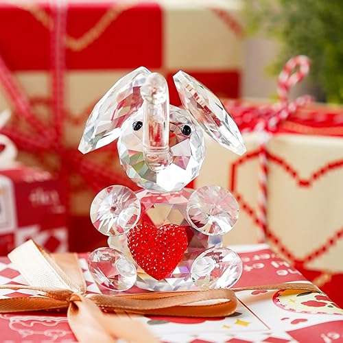 Miniatura 7 de H&D HYALINE & DORA 6 figuras hechas a mano de mini tortuga marina de cristal soplado y elefante de cristal hecho a mano con figura de corazón rojo,
