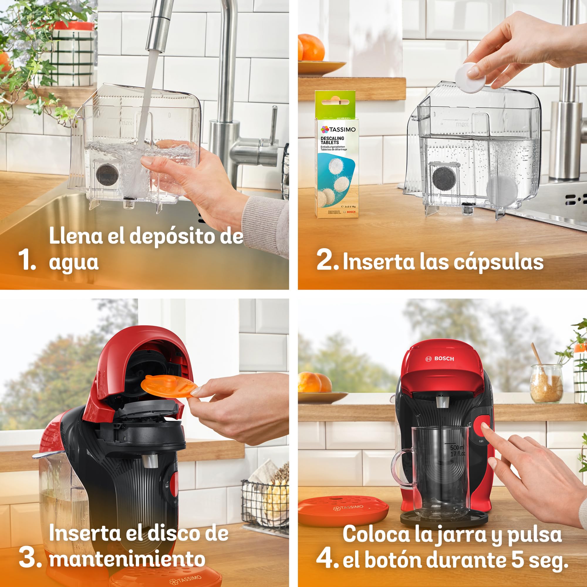 Bosch - Cafetera Tassimo Style Friendly, Hasta 70 bebidas, OneTouch, INTELLIBREW™, Rojo, TAS113E