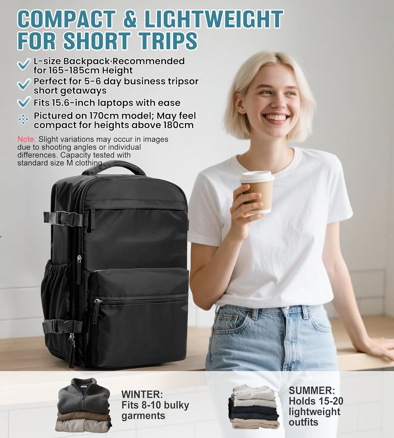 BOXSAM Large Vacuum Travel Backpack with Pump for Women, Personal Item Carry on Backpacks Flight Approved 18x14x8 inches for Men,Laptop Waterproof Work Compression bags Casual Daypack,Black - Image 8