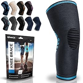 Powerlix Compression Knee Sleeve for Women & Men, Medical Knee Brace for Arthritis, Knee Pain Relief, Meniscus Tear, Injury Recovery, Knee Support, Workout Protection,Running, All Sports (Blue, Small)