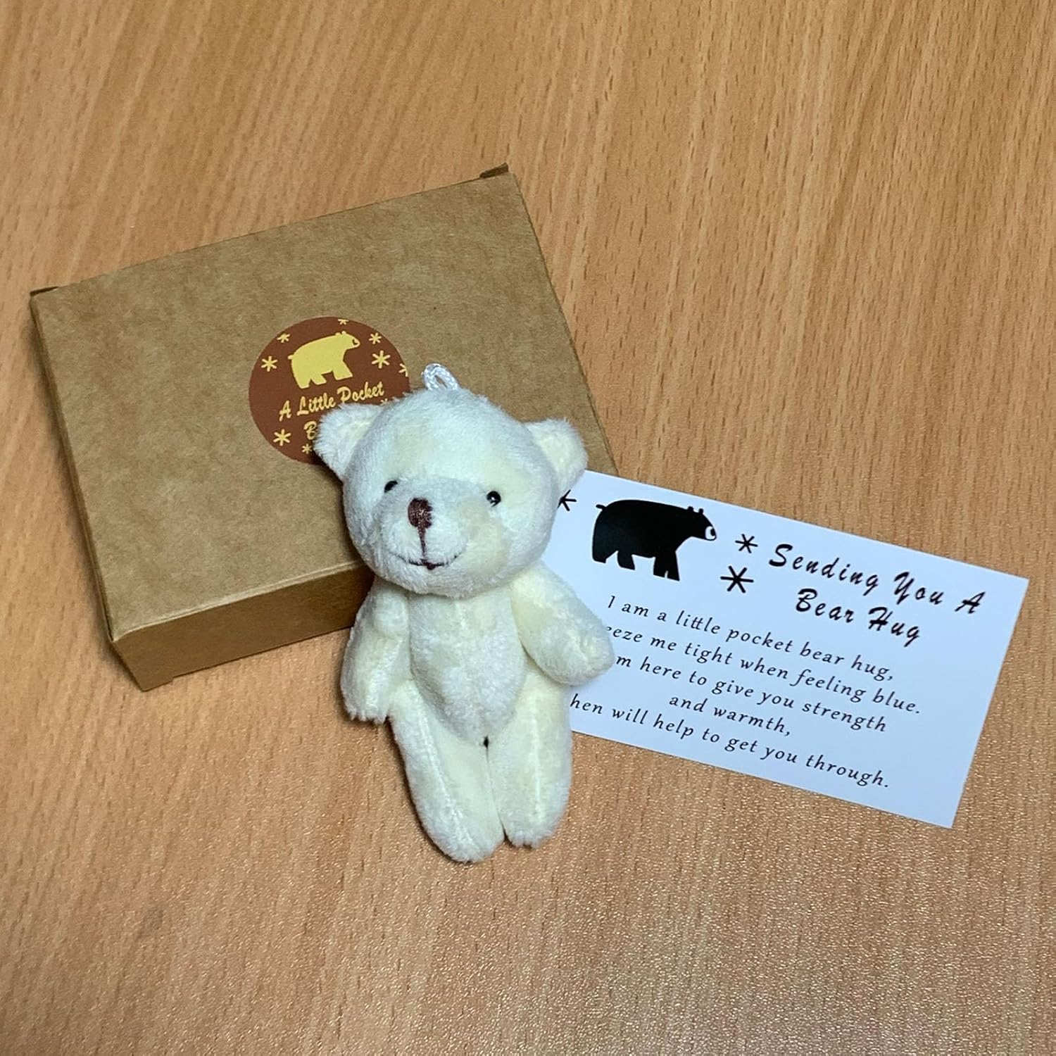 A Little Pocket Bear Hug - Sending You a Bear Hug, with Pocket Hug Token Card, Emotional Support Plush Positive Gifts for Graduation Birthday (3pcs)