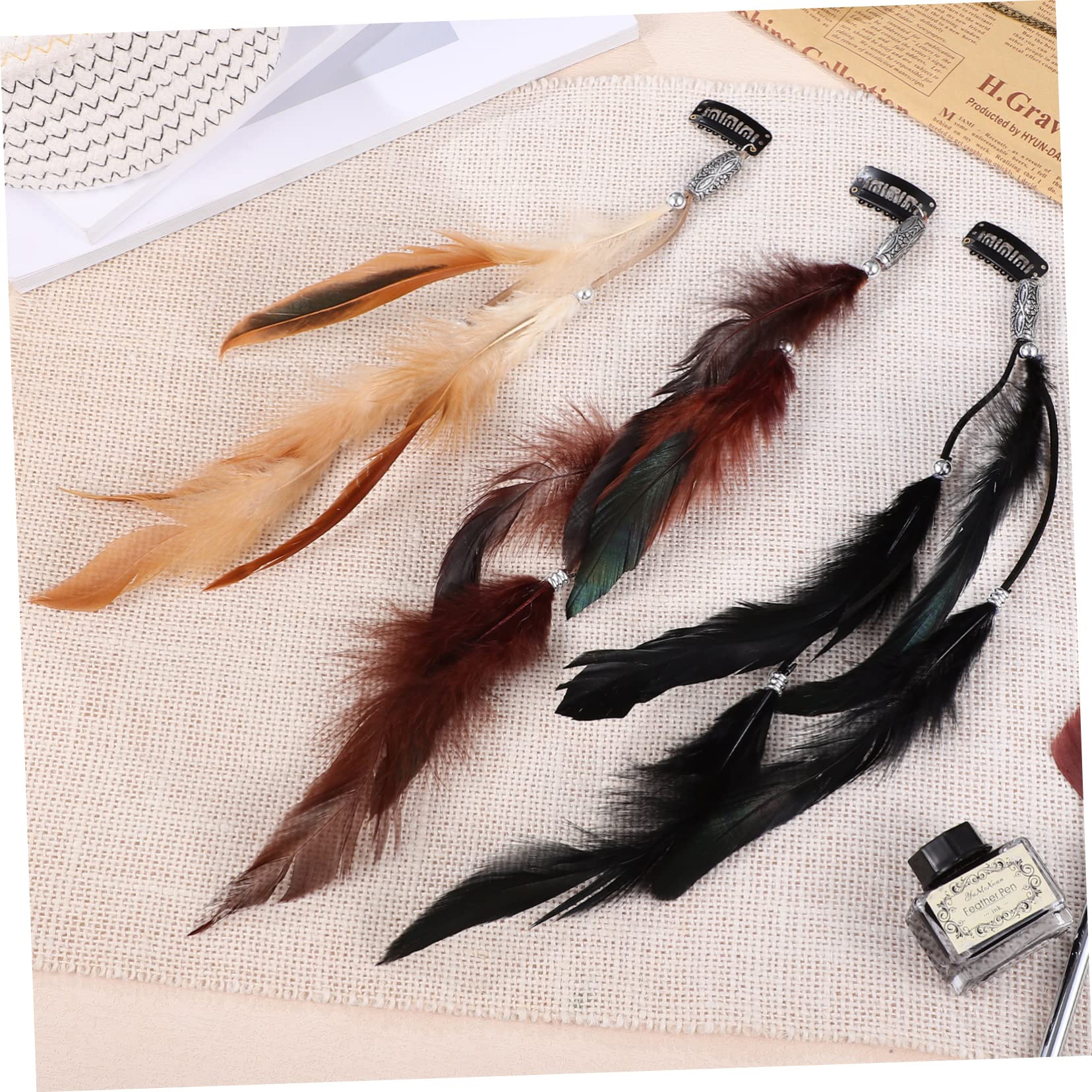 Extensions de Cheveux Plume 6 Pièces, Accessoires pour Cheveux Vintage