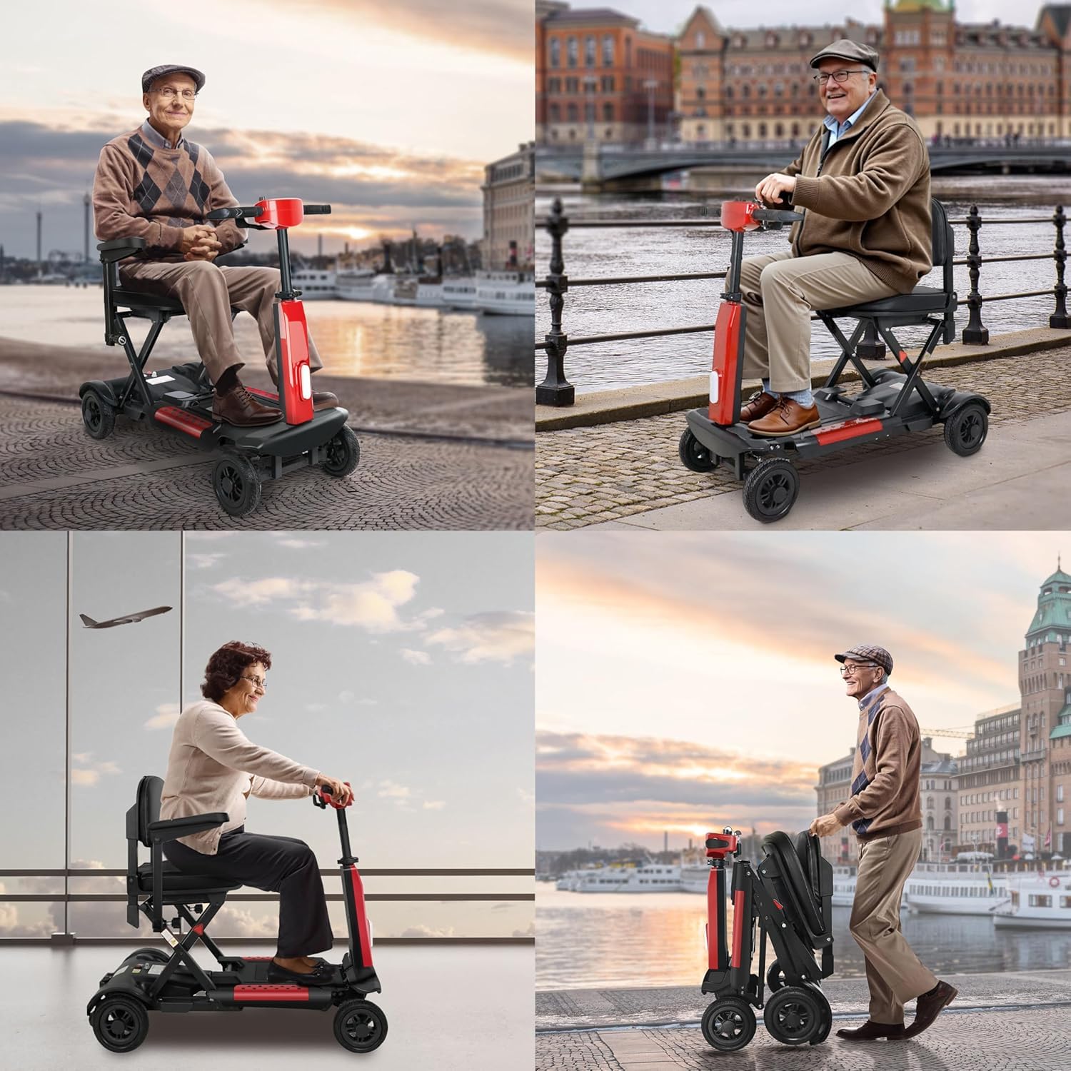 BestAGE Scooter Électrique PMR Pliable à 4 Roues pour Seniors - Scooter Ultra-Léger en Aluminium, Haute Mobilité - Batterie Lithium 20km, Charge Max 120kg - Design Compact pour Voyage et Transport