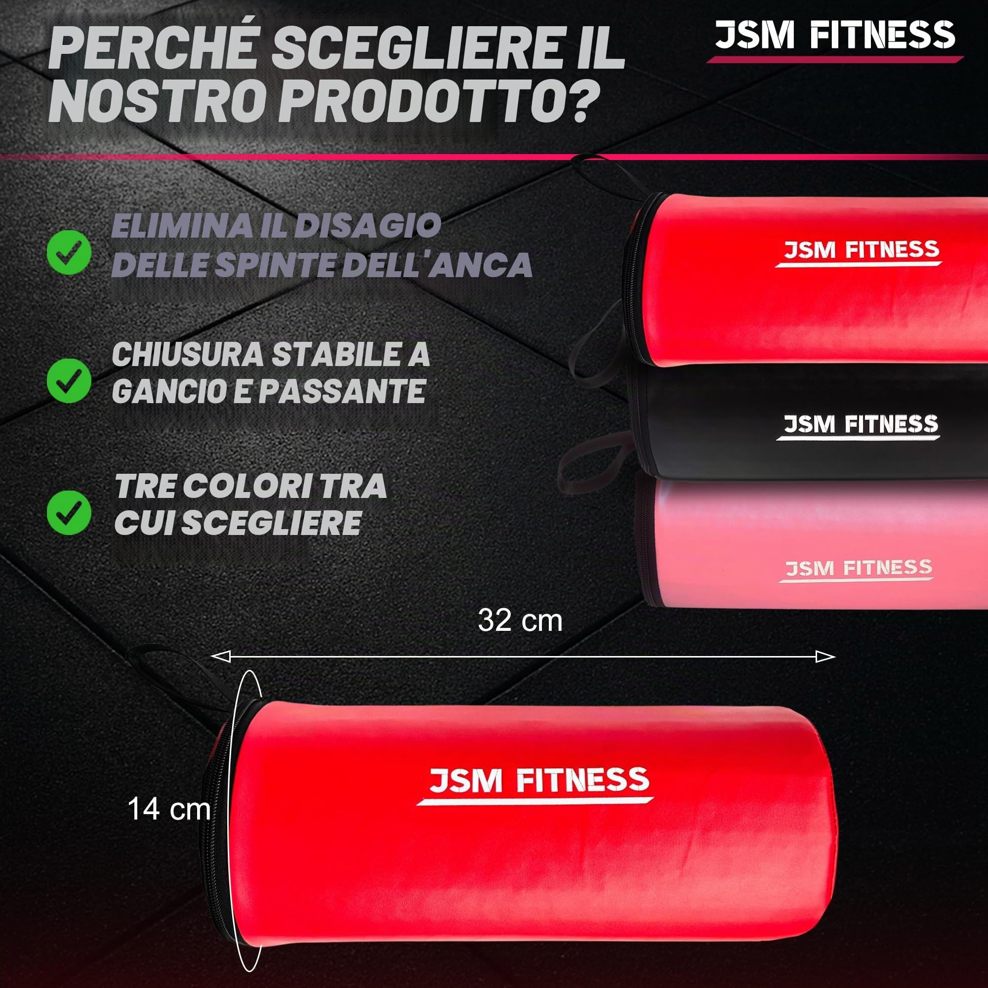 Cuscino Bilanciere Hip Thrust – Cuscinetto Palestra Extra Spesso per Spinte d’Anca e Glute Bridge – Protezione con Schiuma EPE e Chiusura – Cuscino Hip Thrust per Uomo e Donna