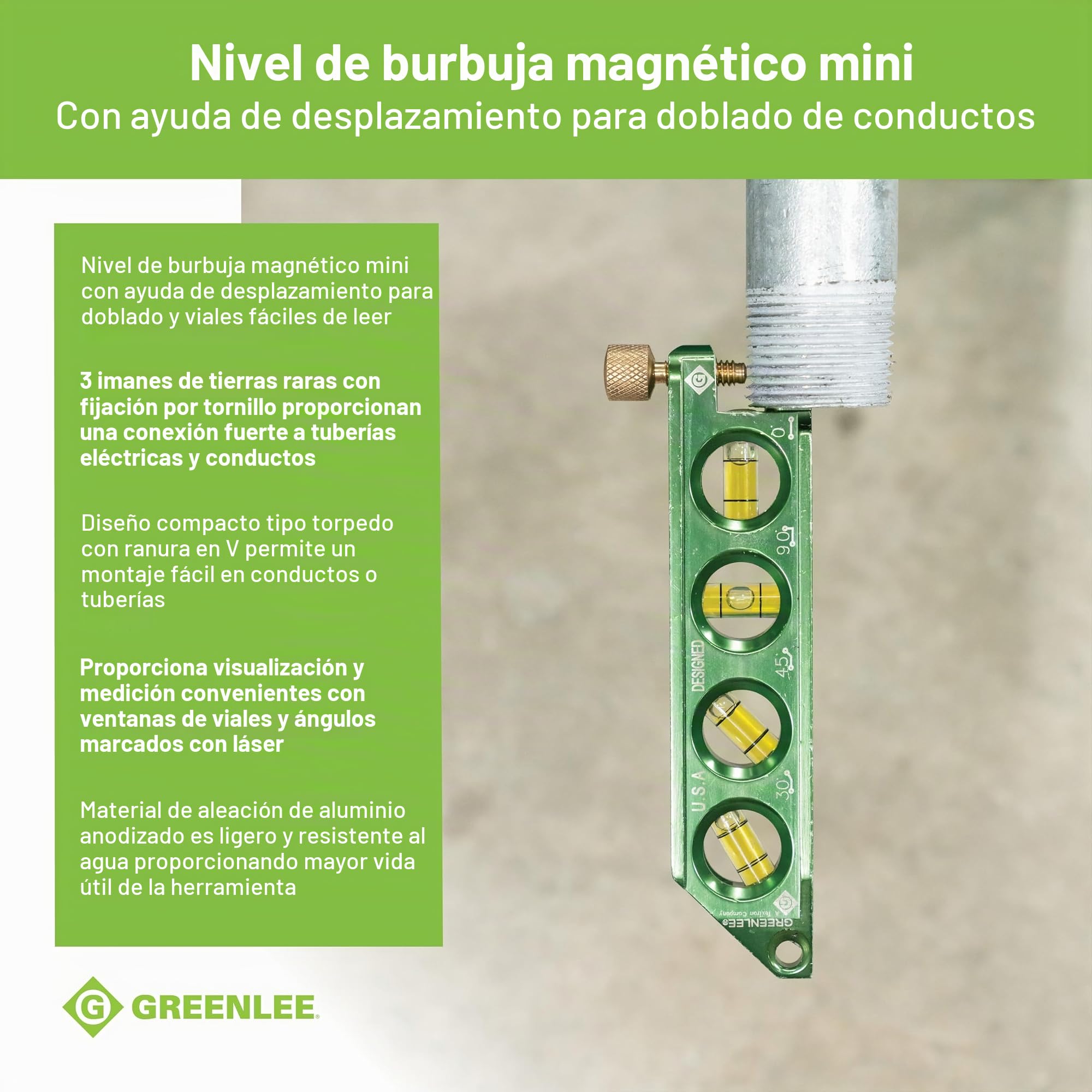 Greenlee Mini nivel de burbuja magnética L77