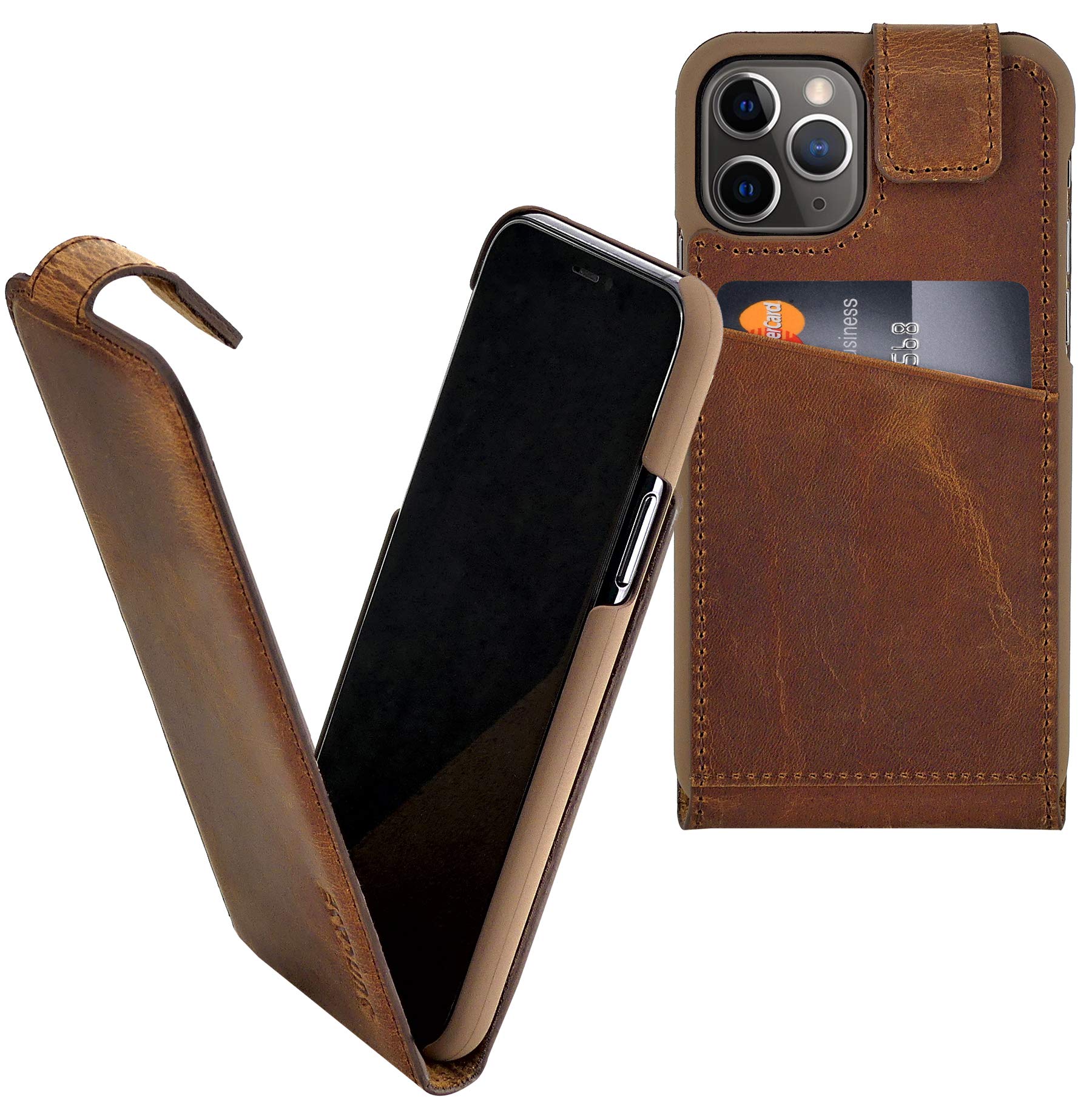 Custodia A Libro In Pelle Suncase Per IPhone 11 Pro Max (6,5'') Colore Caffè Anticato – Con Porta Carte - 2