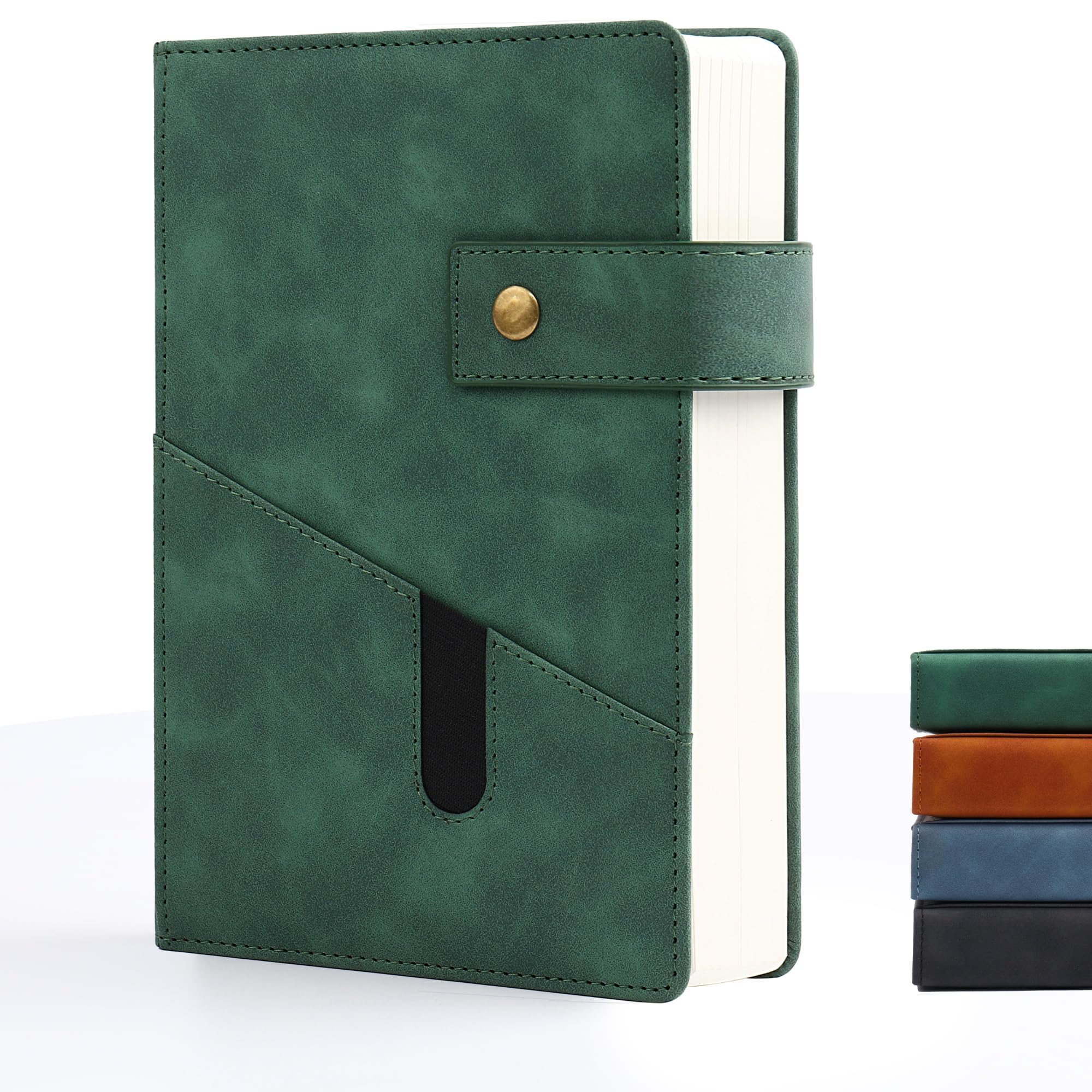 Diario a righe per donne e uomini, 368 pagine con copertina rigida in pelle per scrivere, quaderni A5, diari giornalieri per lavoro, appunti, viaggi, affari, scuola, 14 x 22 cm (verde)