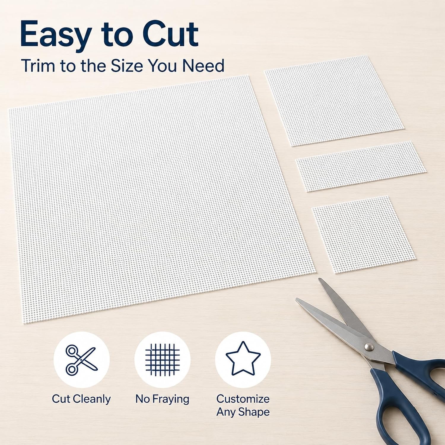 13 Mesh Needlepoint Blank Canvas - 12" x 12" Premium White Cotton Mono Canvas for Embroidery, Cross Stitch & DIY Hand Stitched Projects