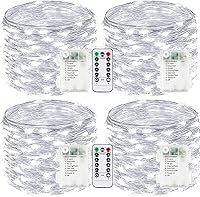Vista 78 de Paquete de 2 guirnaldas de luces LED, funcionan con pilas, 5 m, 50 luces intermitentes, temporizador, impermeables, para habitaciones, bodas