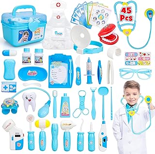 STEAM Life Doctor Kit for Kids, 45Pcs Kids Doctor Kit, Doctor Kit for Toddlers 3-5 Kids Doctor Playset Doctor Kit Doctor Toys for Kids Doctor Set with Stethoscope Pretend Play for Boys Girls 3 4 5 6 +