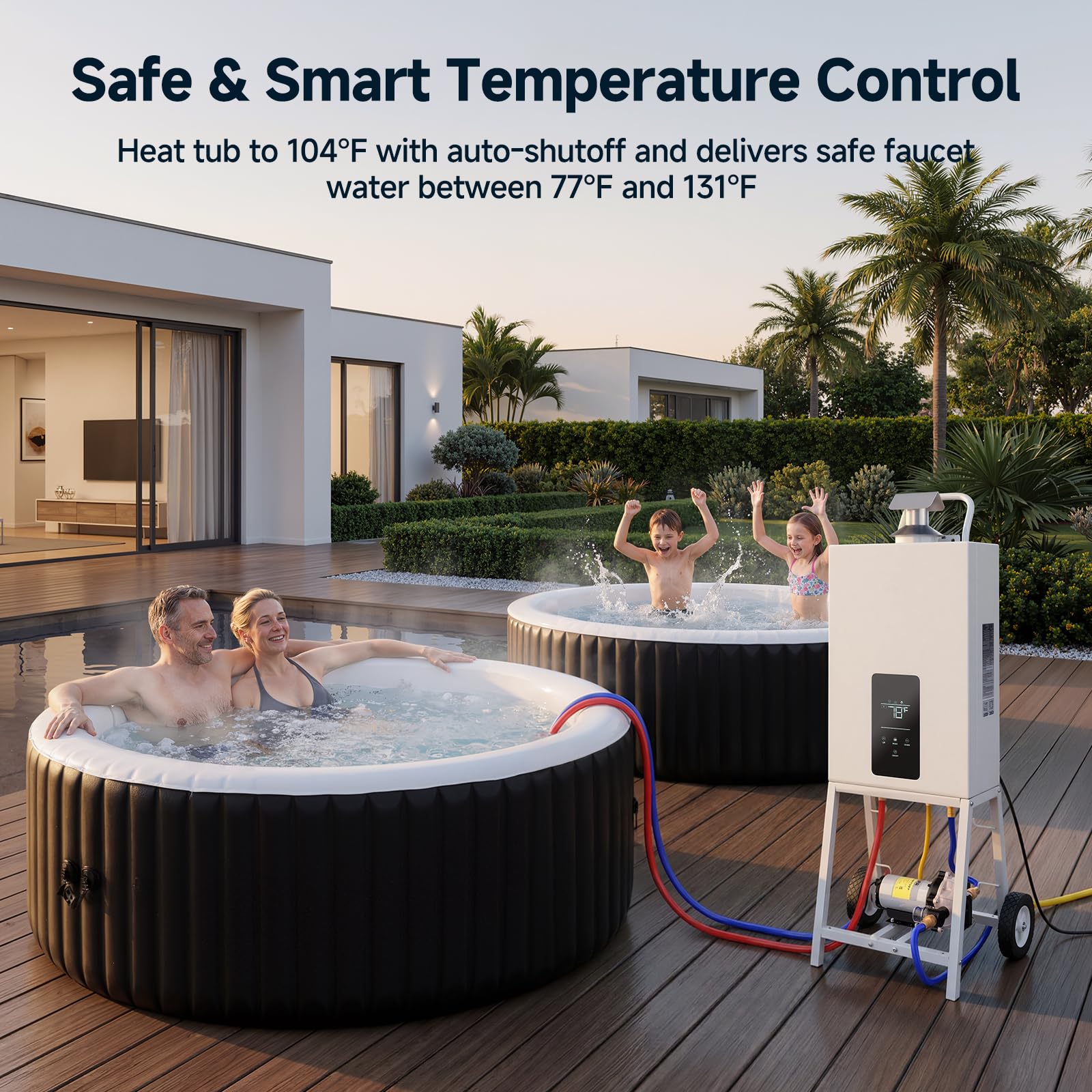 SUPA Poolheizung, Der Weltweit Schnellste Tragbare Hot Tub Und Aufstellpool-HeizgeräT, Mit Heizungssteuerung Und RäDern, Nutzt Propangas, Eine Energieeffiziente Leistung