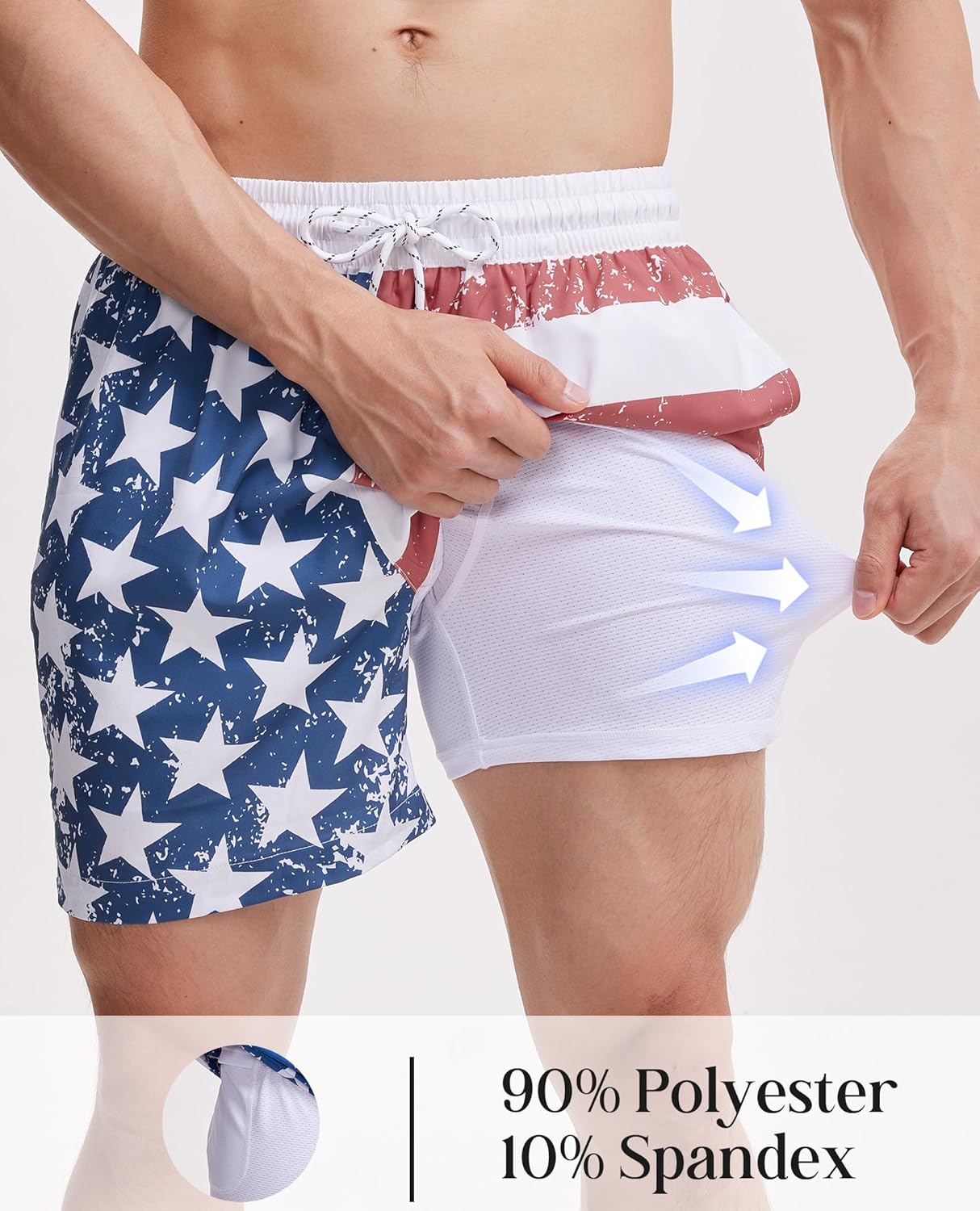 5inch Mens Swim Trunks: 2 in 1 with Compression Liner Pockets Drawstring Stretch Quick Dry Lined Funny Beach Pool - Image 4