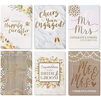 Amazon Com Wedding Greeting Cards 36 Pack 6 Rustic Designs Bulk Greeting Cards And Envelopes For Wedding Engagement Bridal Shower Congratulations To Newlywed Bride And Groom Mr And Mrs 5 X 7 Inches Office Products