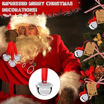 72 Pcs Christmas Believe Bell Ornaments, Polar Express Bell, Christmas Tree Bell Decoration for Kids & Adults (72)