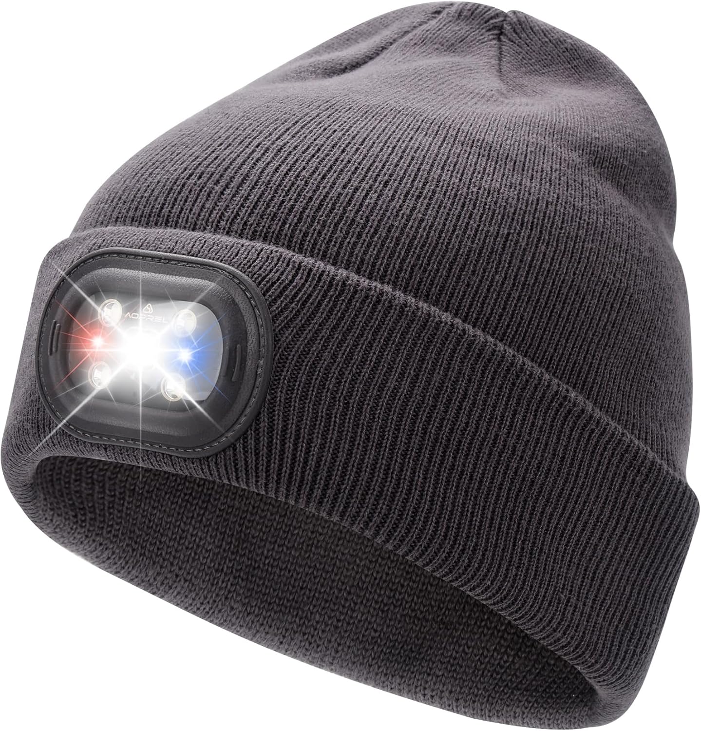 AOPREL Beanie with The Light, Unisex USB Rechargeable Headlamp Winter Knitted Cap for Men Dad Husband