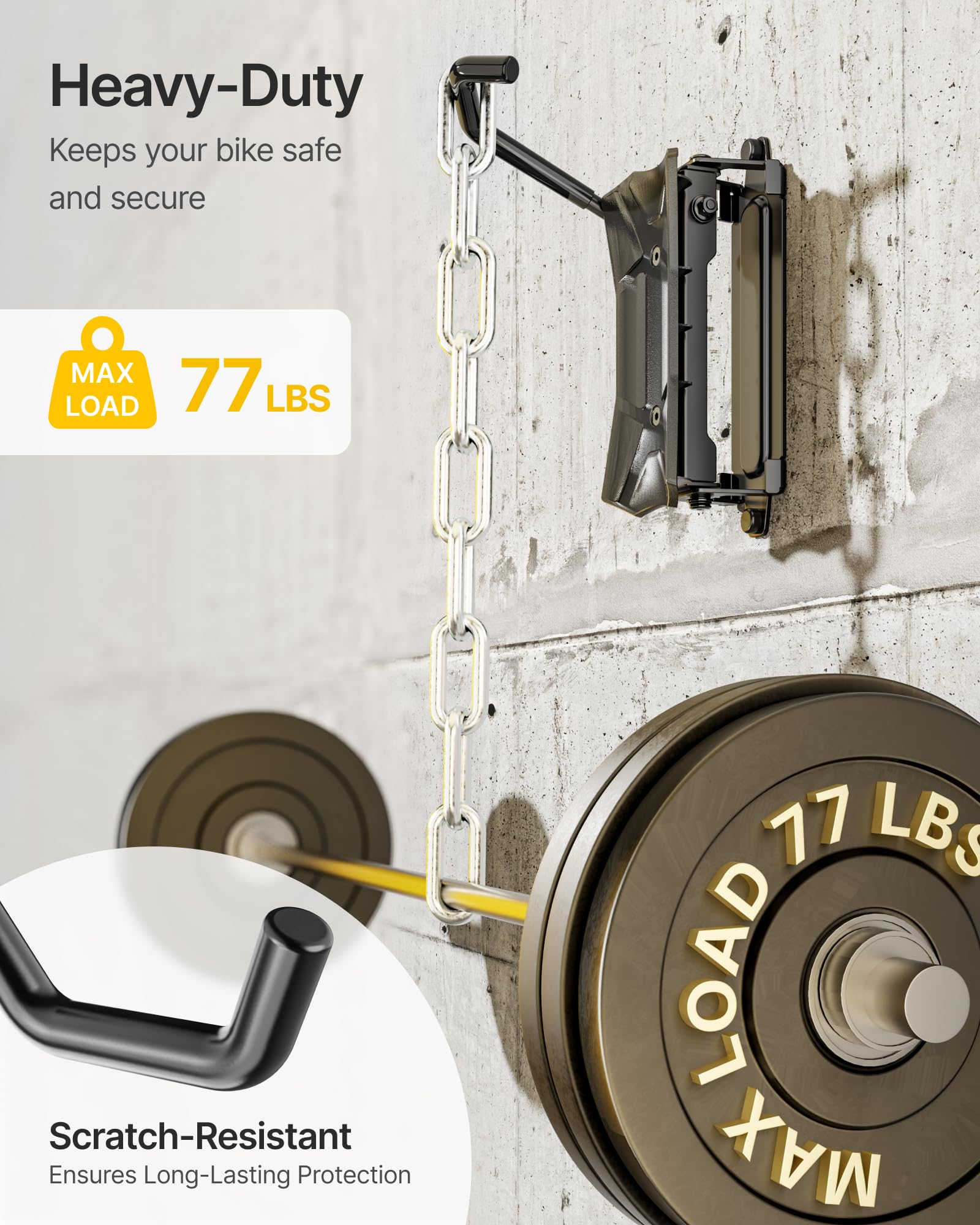 monTEK Schwenkbare Fahrrad-Wandhalterung, platzsparende vertikale Fahrradaufhänger, Wand-Fahrradträger für Garage, hält bis zu 35 kg, 4 Stück