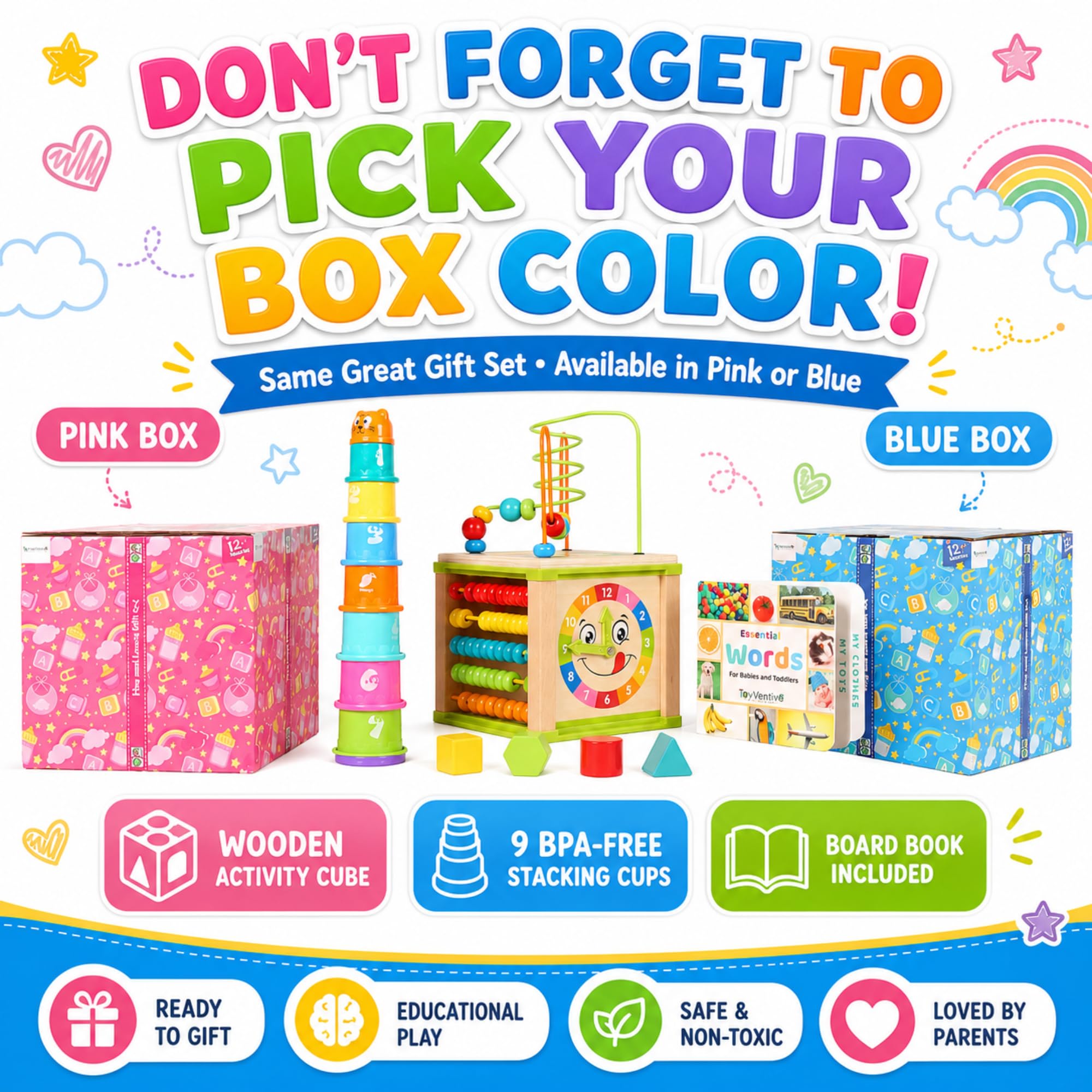 Wooden Activity Cube for 1 Year Old - Perfect Gift! -6