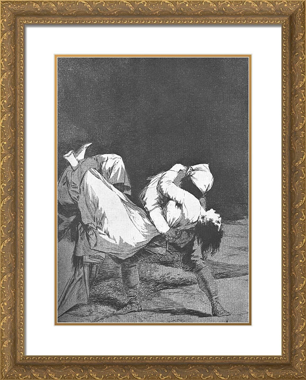 ArtDirect Goya, Francisco 20x24 Gold Ornate Framed Art Print with Double Matting Titled: They Carried Her Off