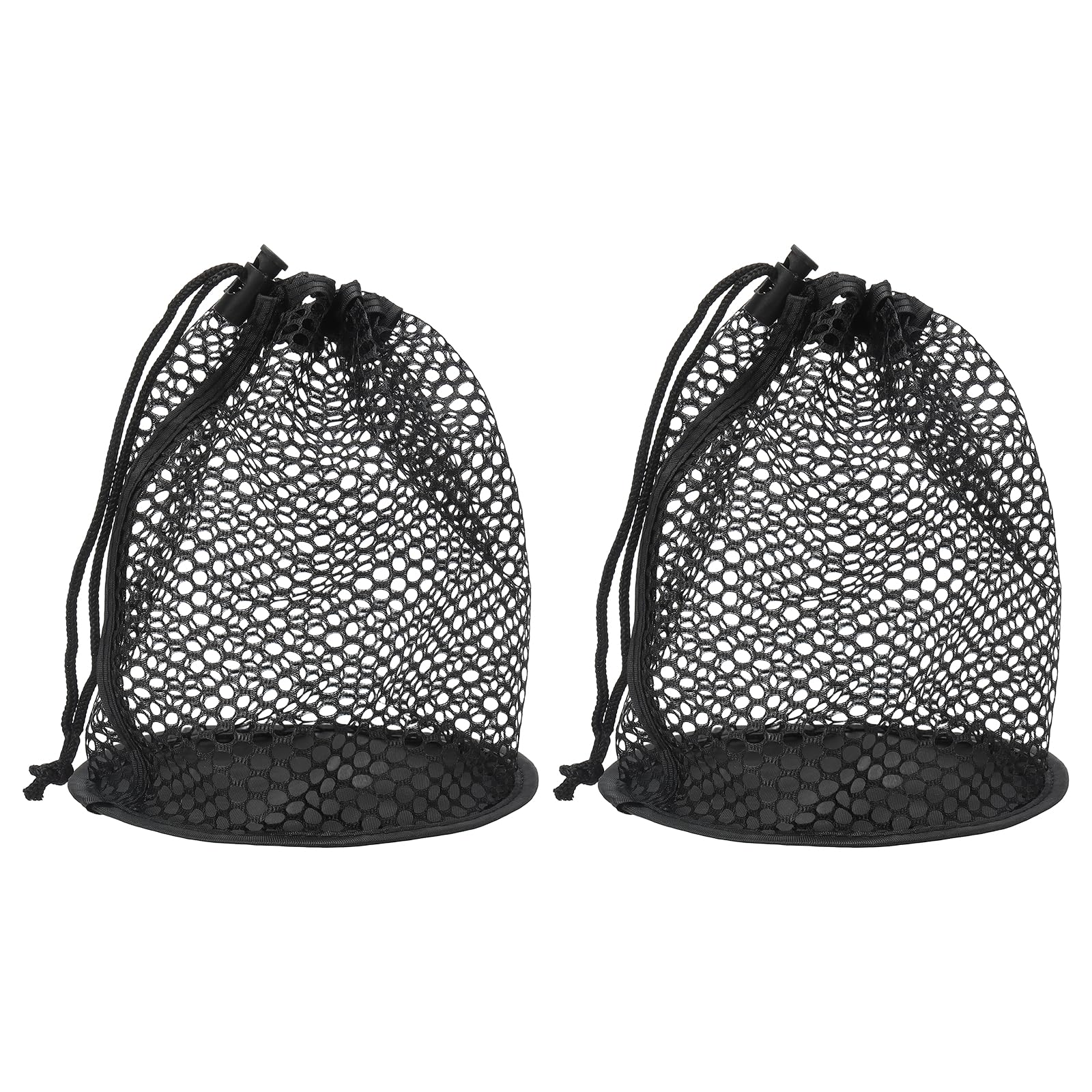 YELARXI Golf Ball Storage Bag Nylon Mesh Golf Pouch with Adjustable Drawstring Closure - Fitting for (25 Balls - Outdoor- Sports Supplies - Tennis - Beach - Diving) 2 Pack & Black
