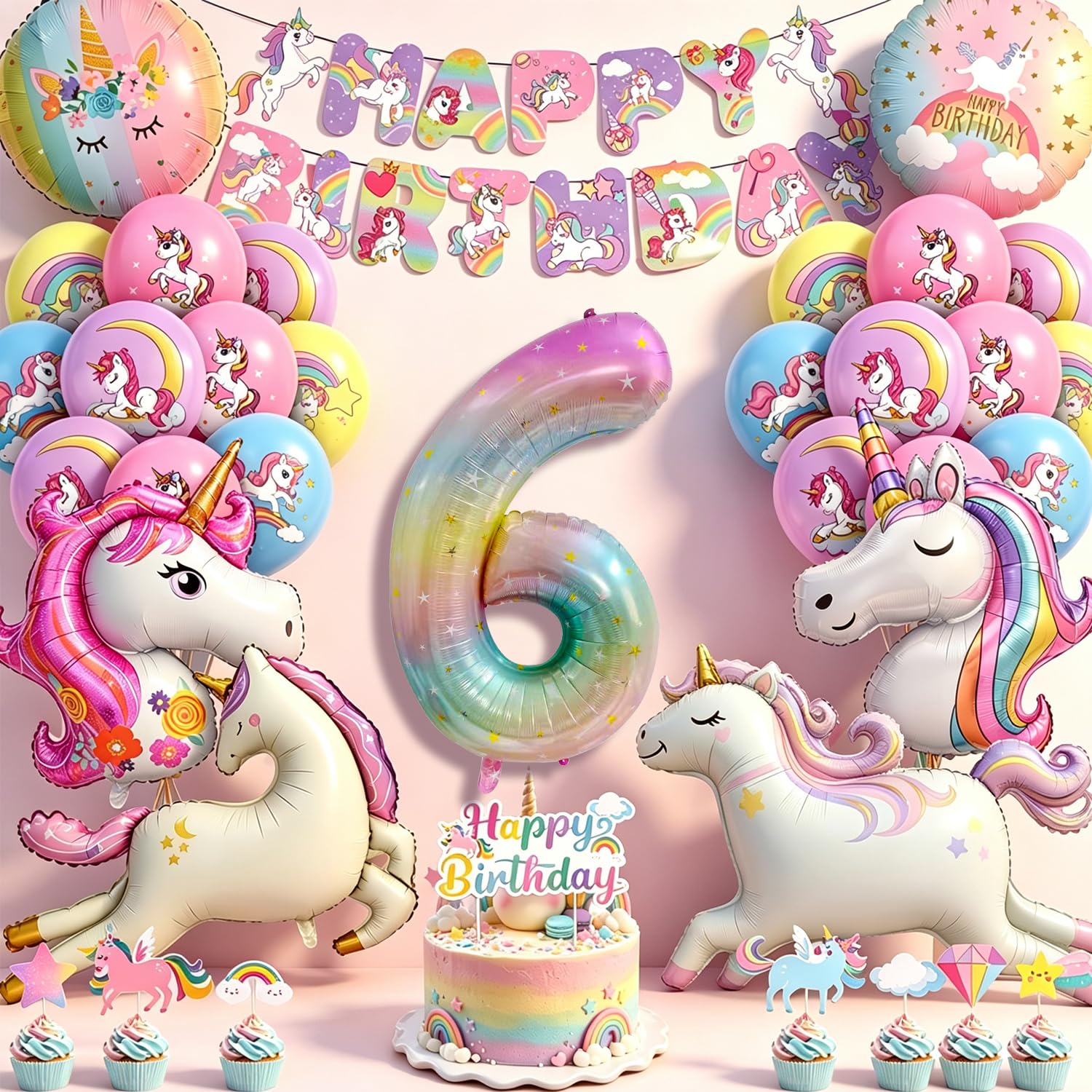 Fizdoqg Unicorn Balloons Birthday Girl 6, Unicorn Party Decorations Balloon