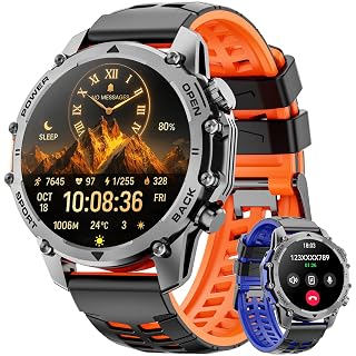Hwagol Military Smart Watch for Men, 1.52" HD Smart Watches with Heart Rate/SpO2/Sleep Monitor, 110+ Sports Modes Fitness Tracker, 500mAH Battery Led Flashlight Outdoor Smartwatch for iOS Android - Amazon product rated Grade A