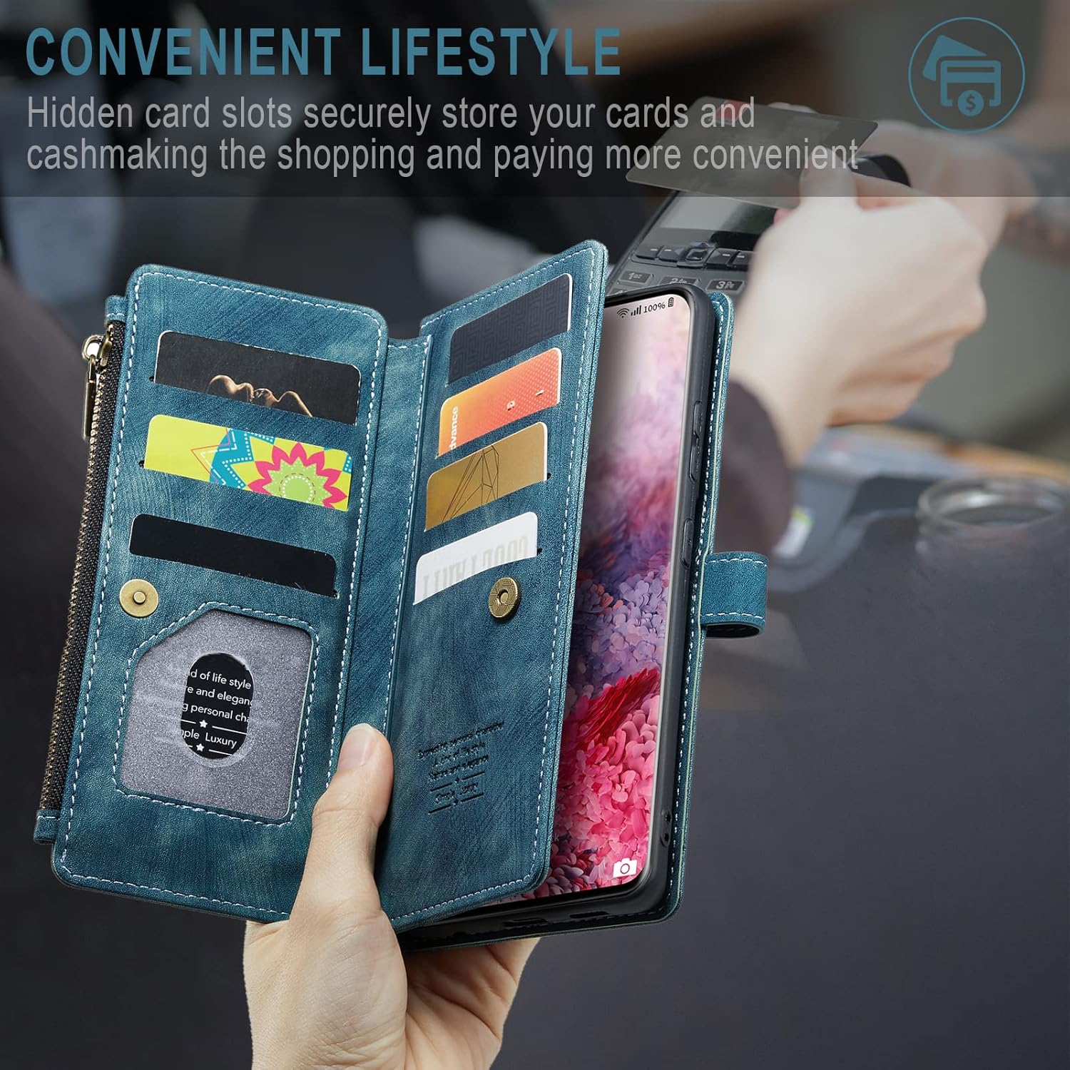 Asuwish Phone Case for Samsung Galaxy S20 Glaxay S 20 5G UW 6.2 inch Wallet Cover and Tempered Glass Screen Protector Leather Flip Credit Card Holder Stand Cell Accessories Gaxaly 20S G5 Women Blue