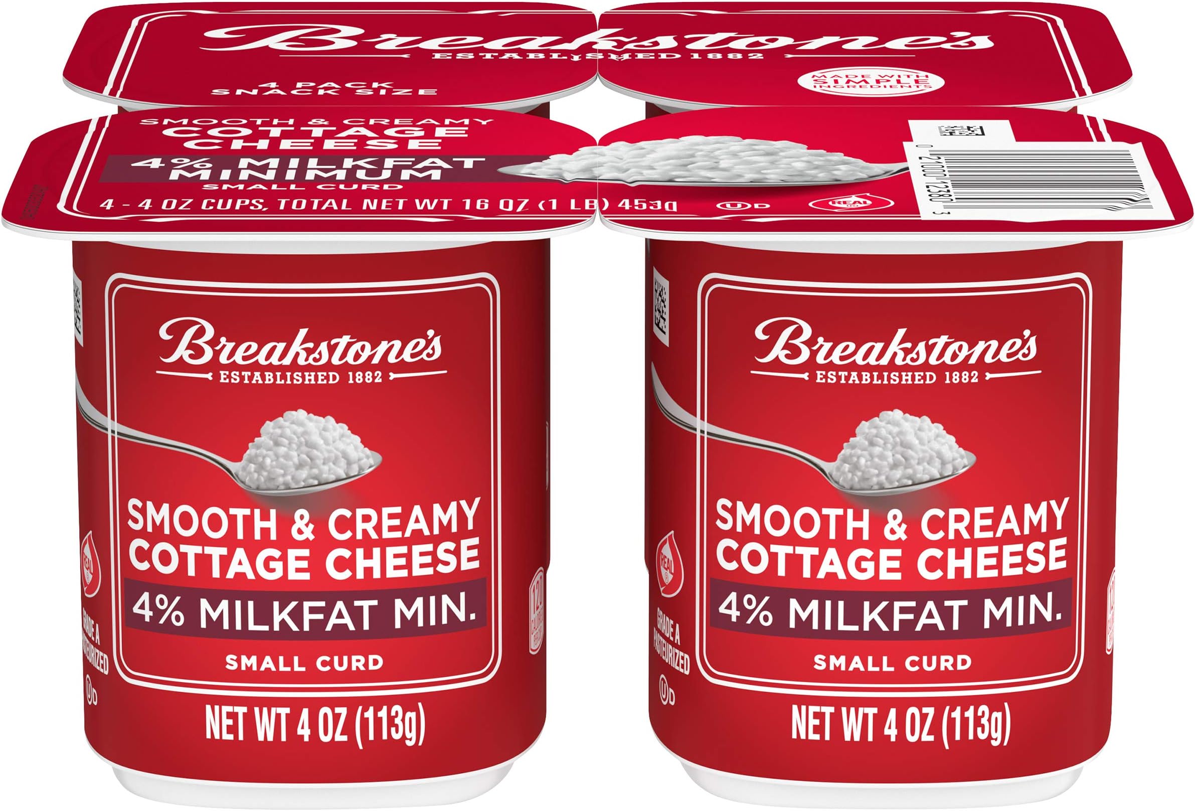 Breakstone 4% Small Curd Cottage Cheese 4 Piece, 16 oz