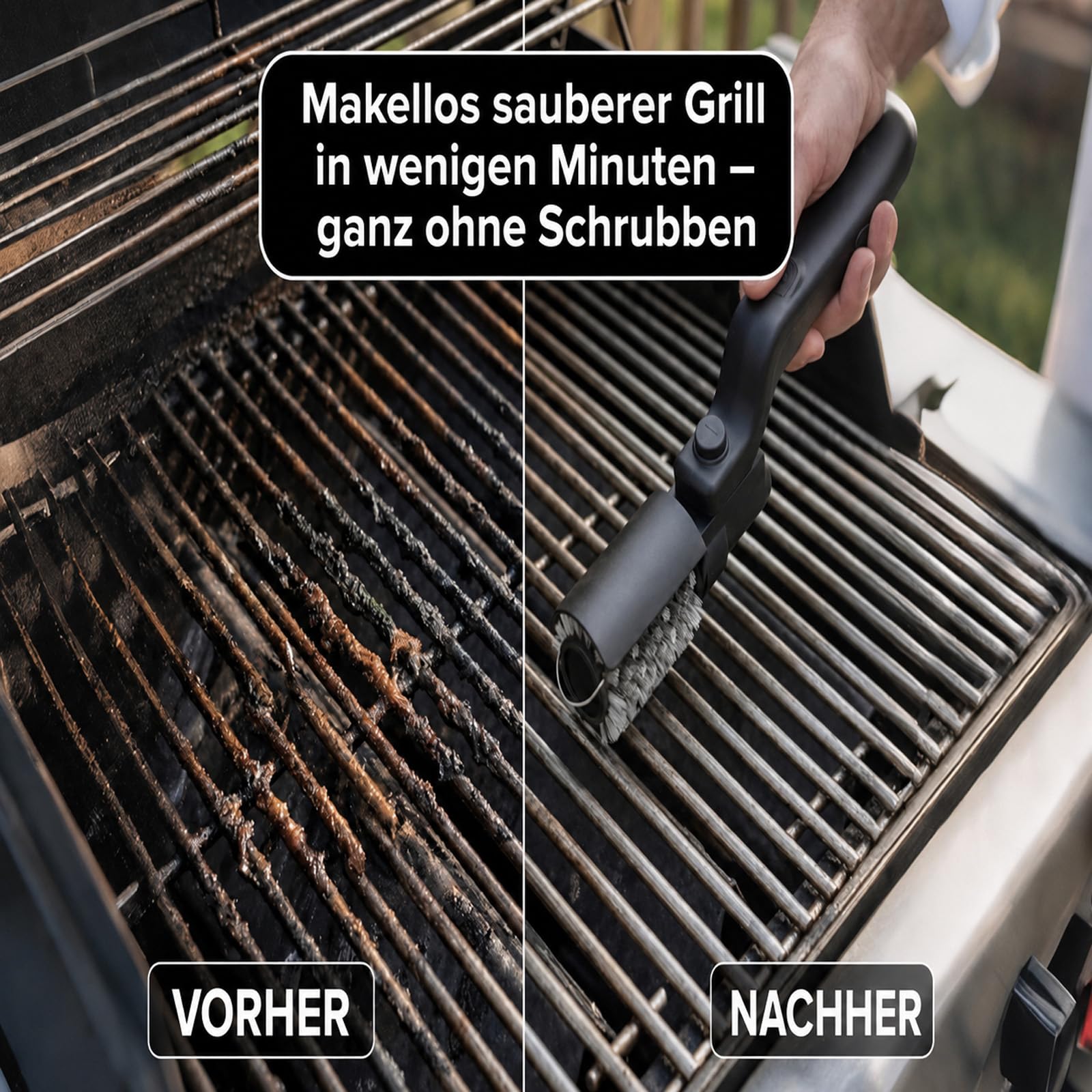 Vivalyo Grillmeister Pro, Grillmaster Pro Brush, Um 180° Verstellbar, 3 Reinigungsmodi, Austauschbare Edelstahl-Bürstenköpfe, Wasserdicht Nach Ipx7, USB-C-Anschluss