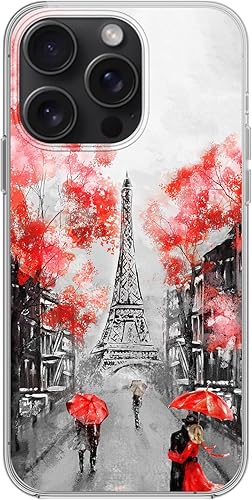 Miniatura 2 de Blingy's Funda para iPhone 15 Pro, bonita torre Eiffel, diseño de paisaje escénico de París, diseño artístico, funda protectora de TPU suave de 6.1