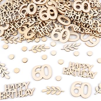 Confetti Wooden Birthday Decoration Pack of 100 60th Birthday Decoration Table Decoration Birthday Confetti Decoration for Girls Boys Children Parties Decoration