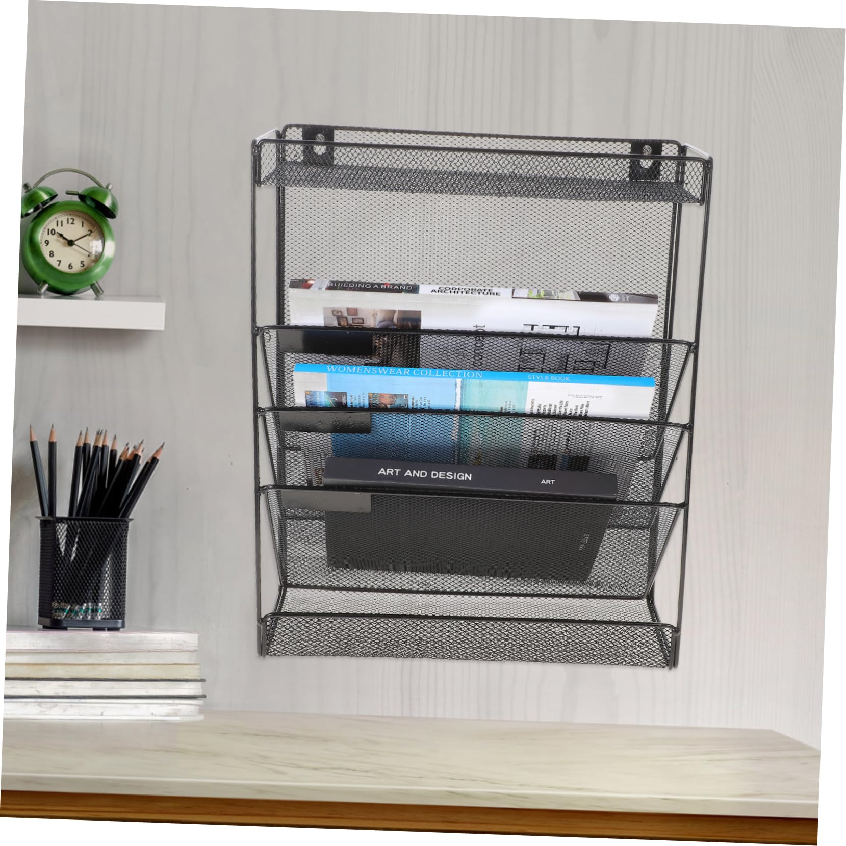NUOBESTY Organizador De Archivos De Metal Con Diseño De Soporte Vertical Para y Revistas Estante Colgante Para Con Ganchos Para Almacenamiento De Papeleo y Material De