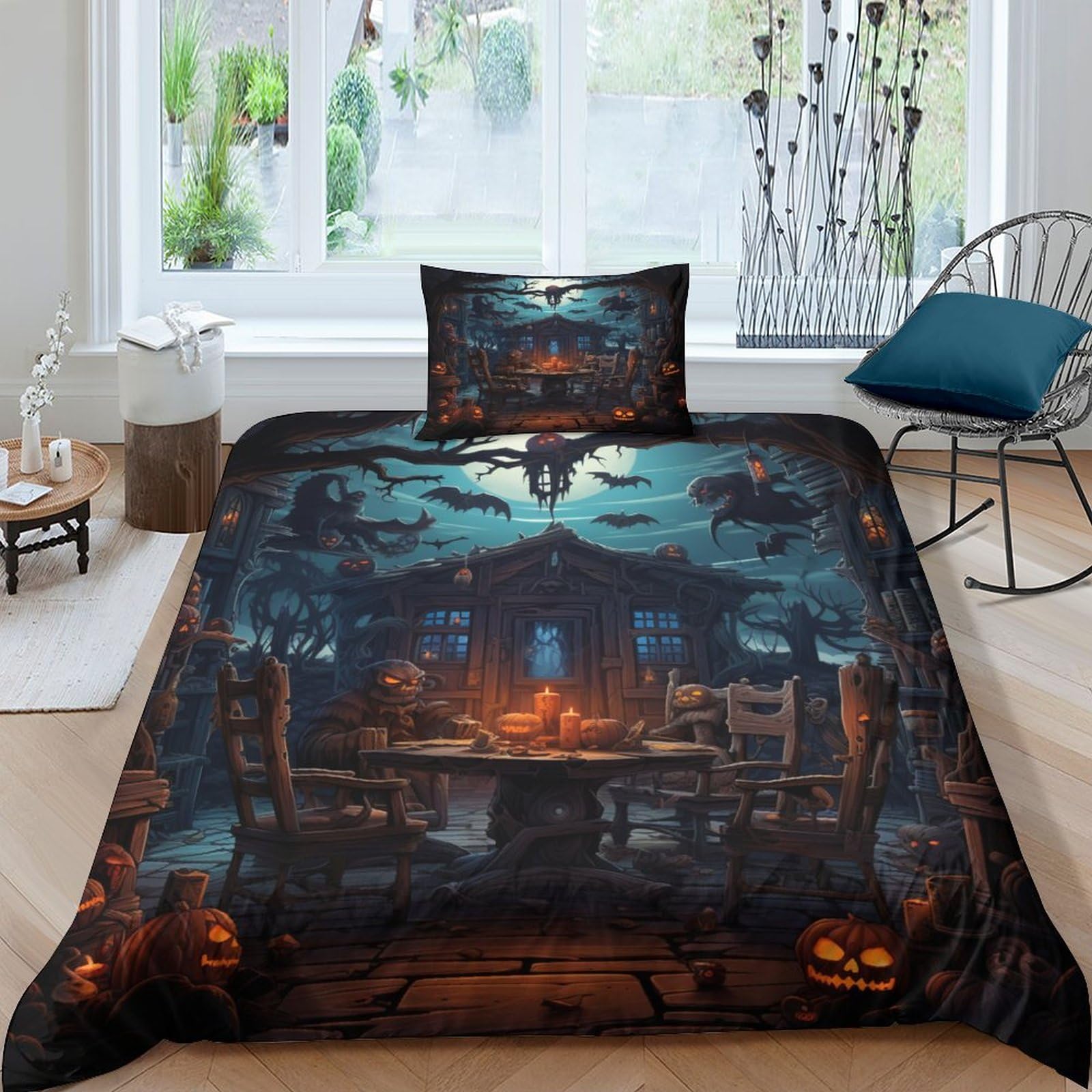 Housse de couette enfant Halloween 3D avec taie d'oreiller 1 place