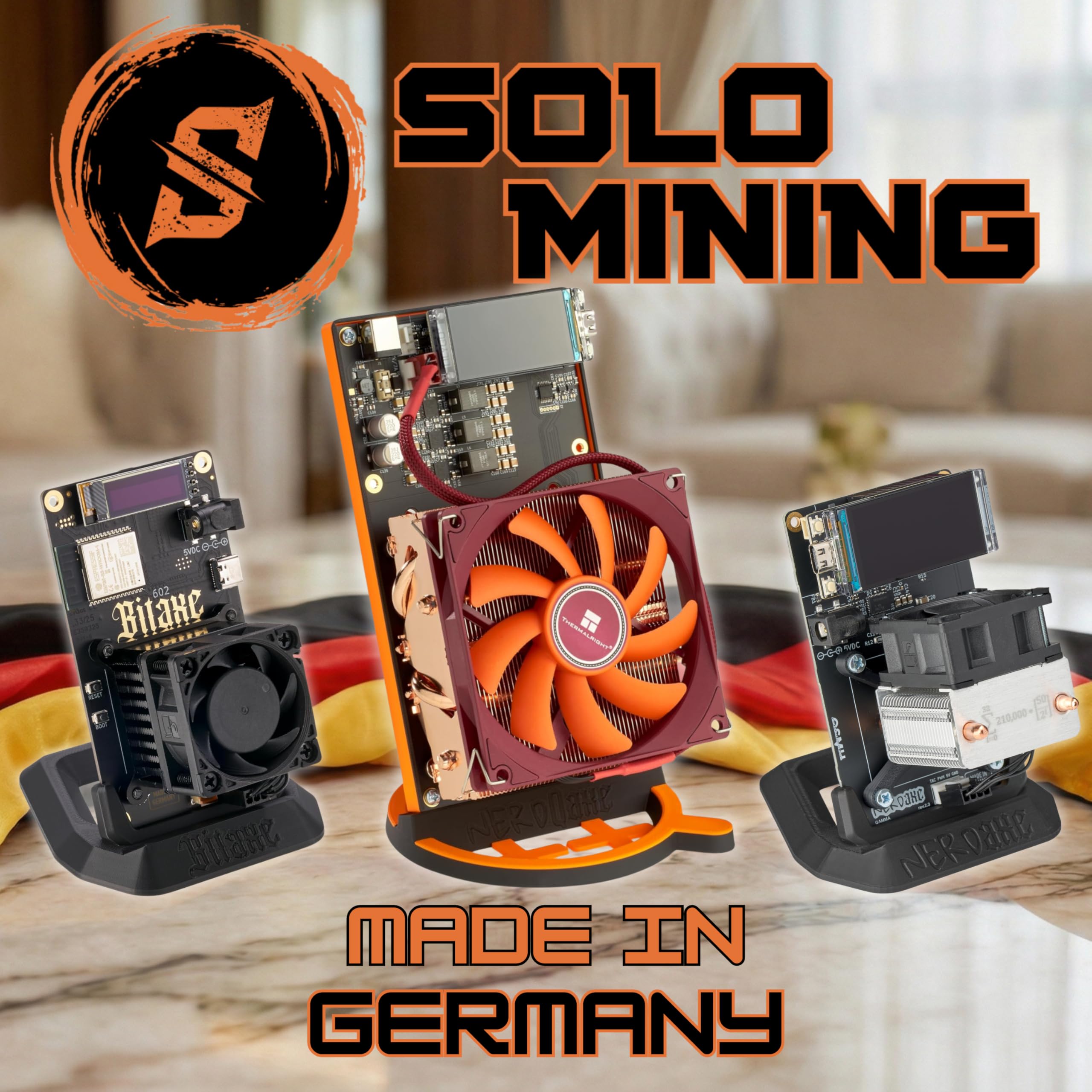 602 Gamma Bitcoin Miner - Premium Plug-and-Play Home Miner | Made in Germany | 1,3 TH/s | wraz z zasilaczem i uchwytem (standard)