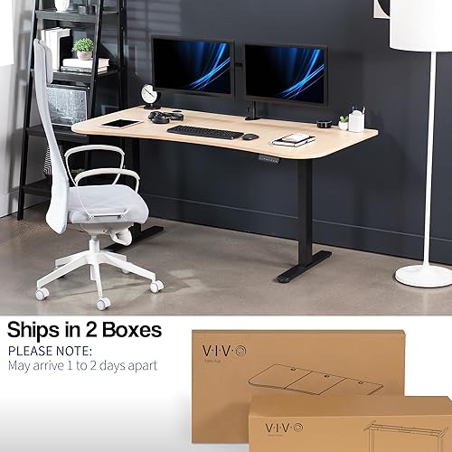 Miniatura 4 de VIVO DESK-KIT-E2B1C - Escritorio eléctrico de pie con motor doble, ajuste de altura de memoria, serie E2B, marco negro con parte superior de madera