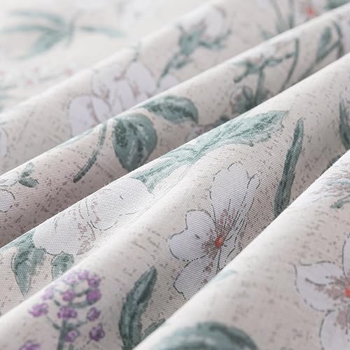 Miniatura 8 de HoneiLife Juego de funda de edredón floral 100% algodón, 3 piezas, suave, ropa de cama botánica con cierre de cremallera y lazos en las esquinas,