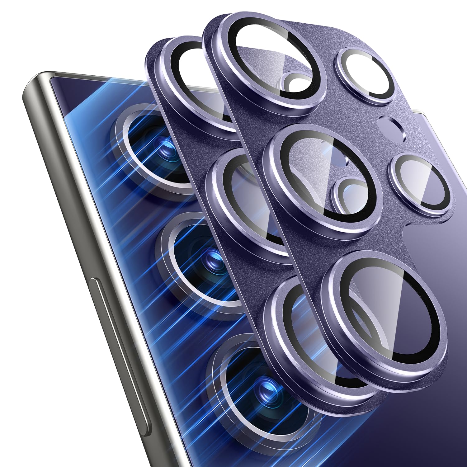 Mansoorr for Samsung Galaxy S24 Ultra Camera Lens Protector, [Full Protection] [Powerful Strength Adsorption] Matte Alloy Metal Ring Glass Camera