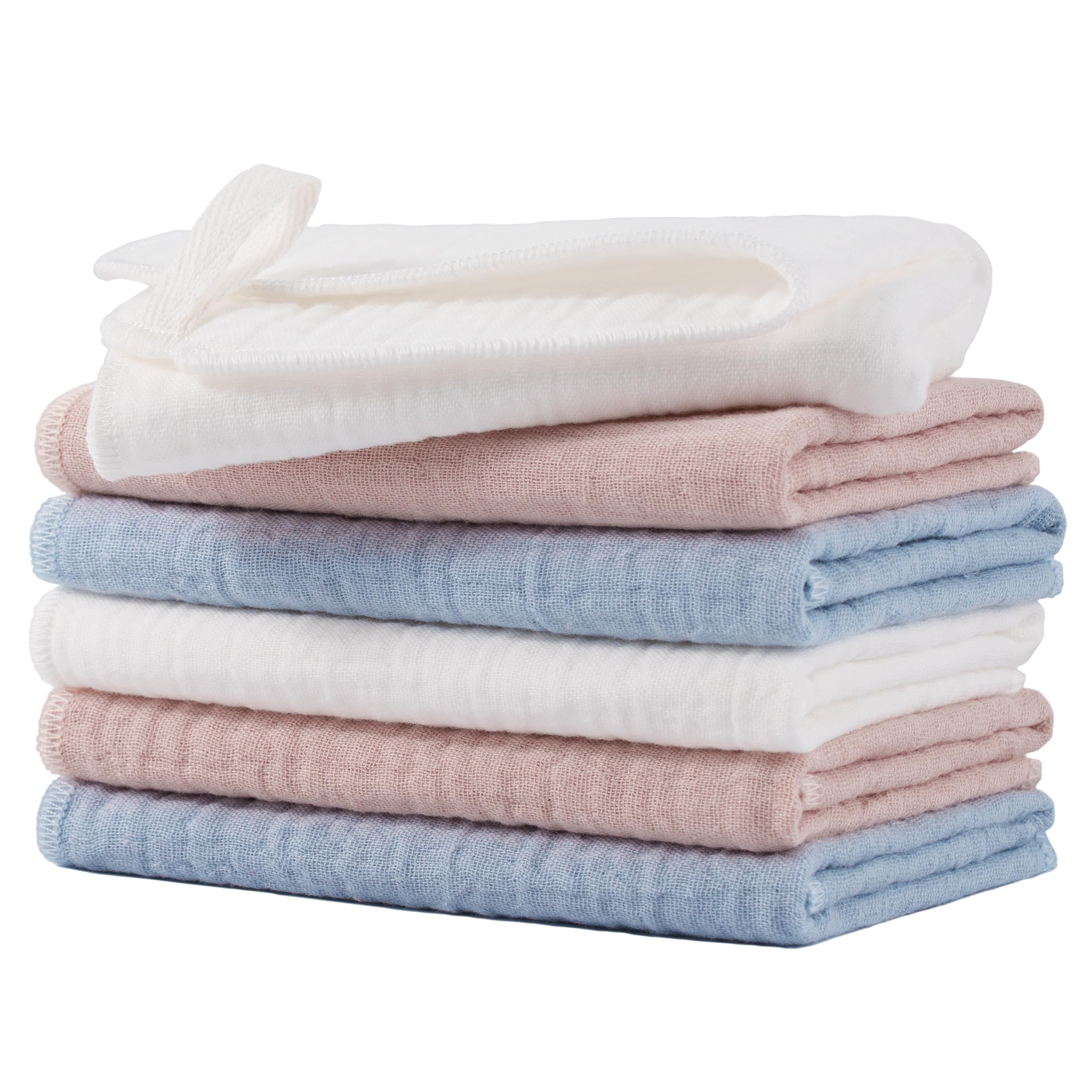 Polyte - Premium-Waschlappen für Babys - hypoallergen & fusselfrei - Baumwolle - 25.4 x 25.4 cm - 6 Stück