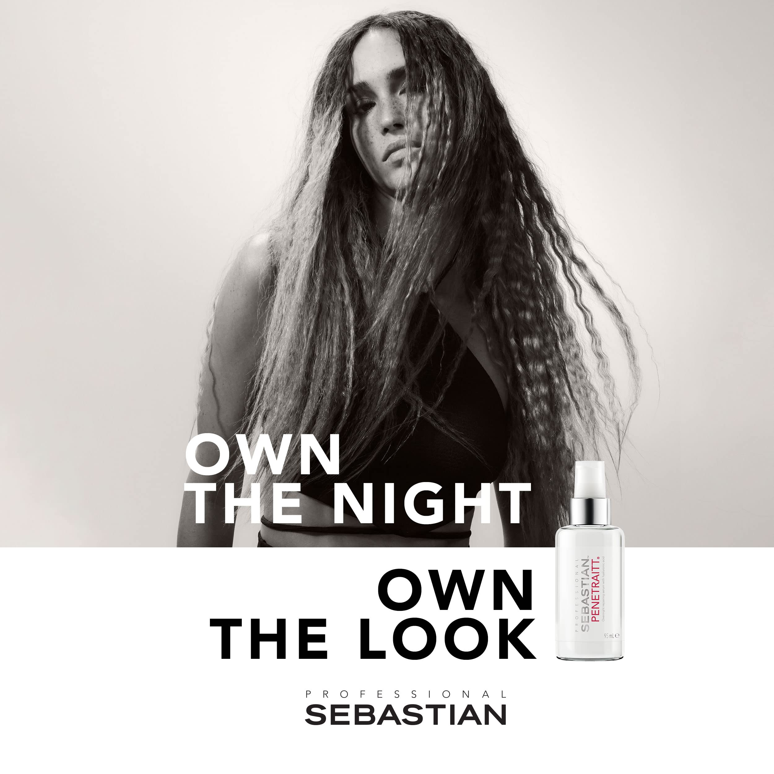 Sebastian Professional Penetraitt Serum, Siero Riparatore Notte con Acido Ialuronico, Ristruttura i capelli dall'interno, Idratazione Istantanea per Rimpolpare Capelli Secchi e Danneggiati, 95ml