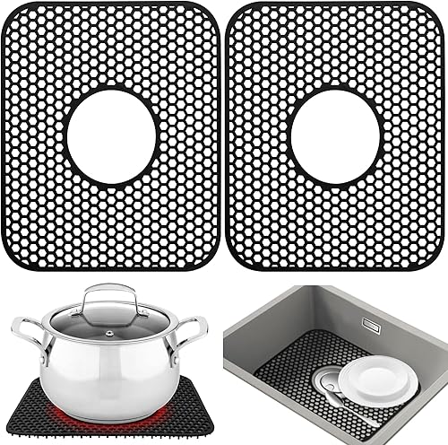 YUBIRD Protectores de fregadero para fregadero de cocina de 24.6 x 12.8 pulgadas, tapetes de fregadero para parte inferior del fregadero de cocina,