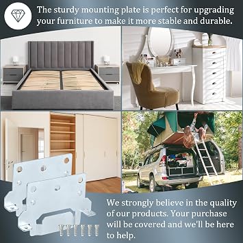 Spare Hardware Parts 116791 Mounting Plates Bed Frame Brackets and 105307 Screws Replacement for IKEA Bed Frame Part Compatible with Hemnes Malm Brimnes (2 Mounting Plate and 6 Screws)