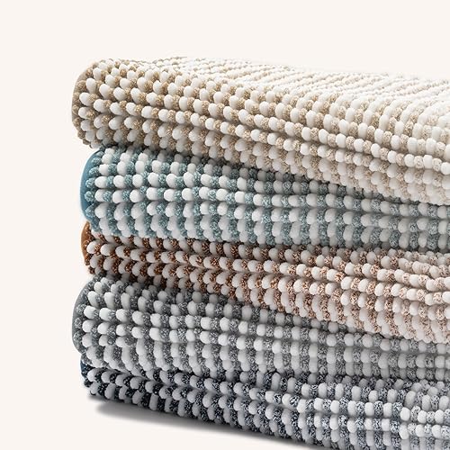 Miniatura 7 de FRESHMINT Juego de 2 alfombras de baño de felpilla degradada de 17 x 24 pulgadas + 20 x 32 pulgadas, antideslizantes, para suelo de baño, juego de 2