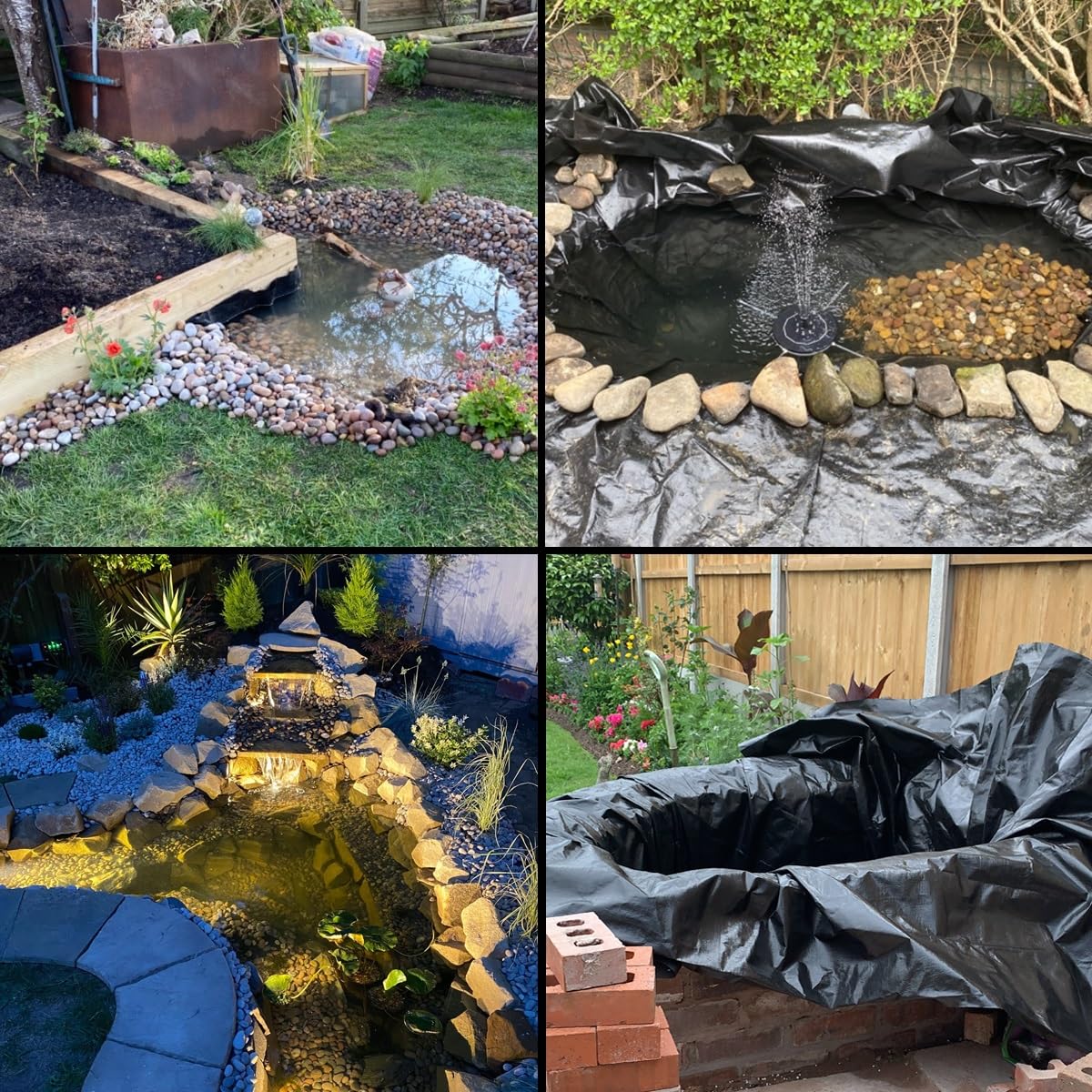 Rivestimento per Laghetto in HDPE Fodera per laghetto da Giardino Membrana Rinforzata Resistenza alle Forature Telo Laghetto per Pools Landscaping Cascate Aiuole Ninfee 6x10 5x6 3x7 3x4 4x4 1x2.0m(Dim