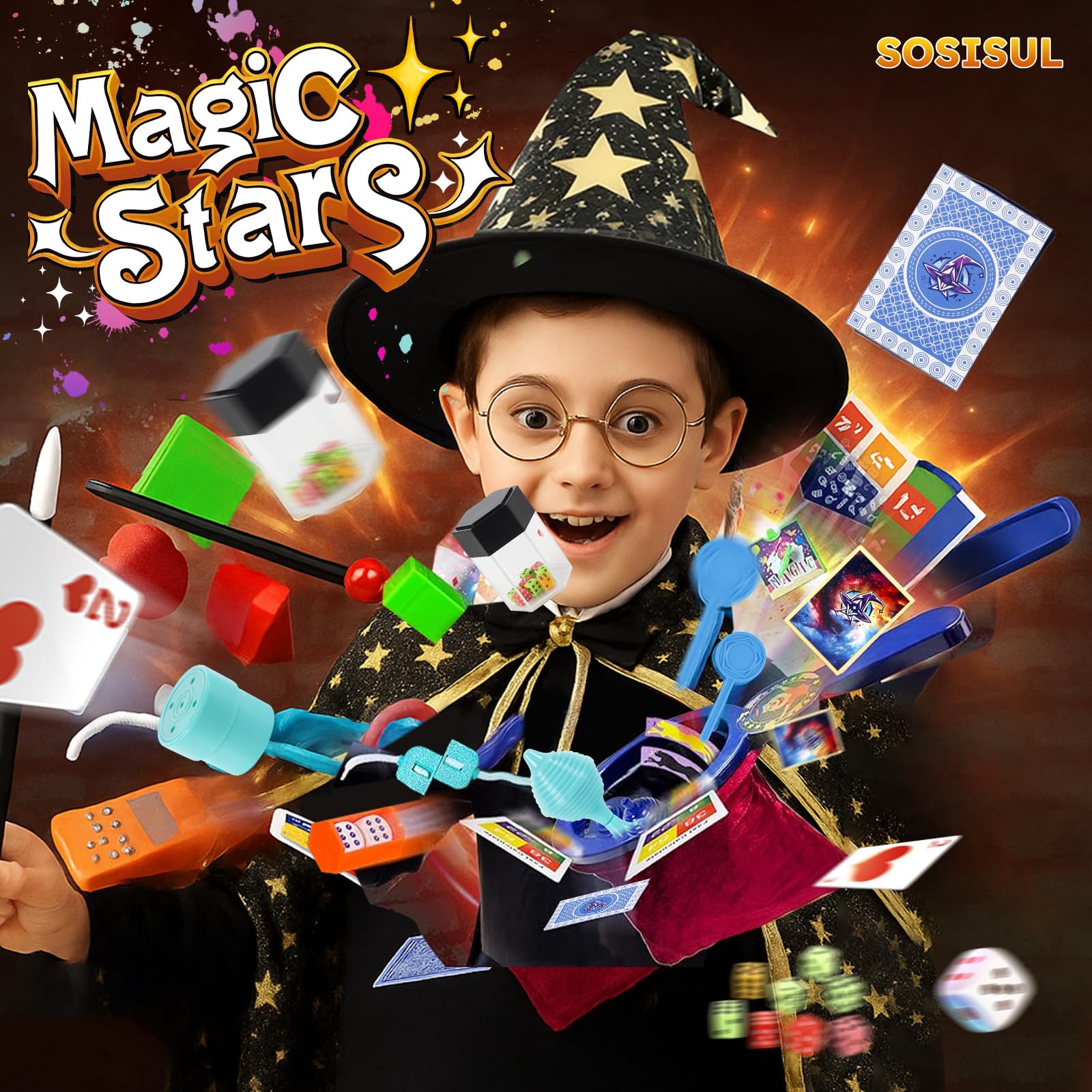 Kids Magic Set, Magic Tricks with Magic Hat & Instruction & Magician Costume - Image 2