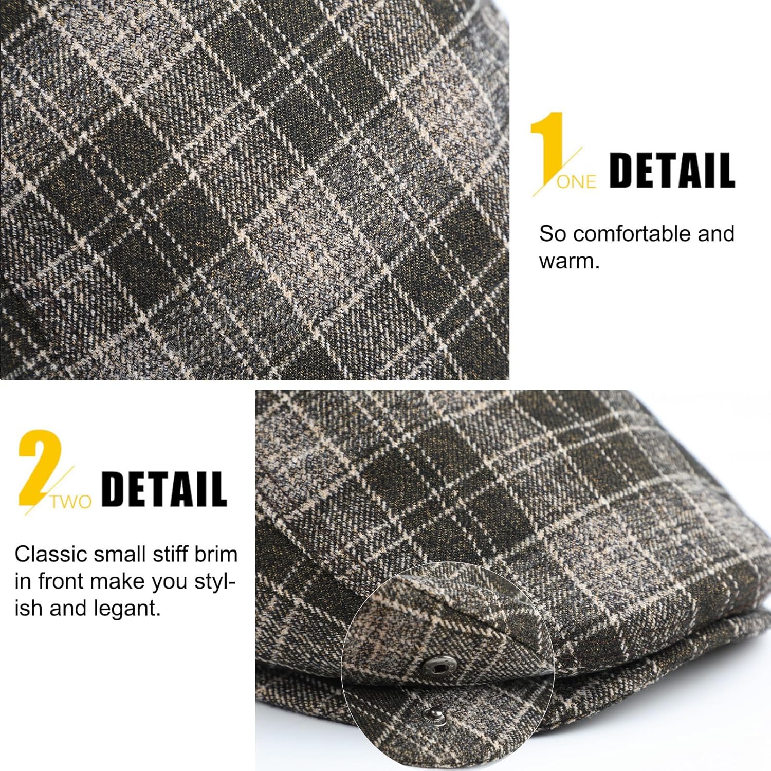 Sumolux Mens Newsboy Hat Flat Cap Gatsby Newsboy Lvy Irish Hats Driving Cabbie Hunting Cap - Image 5