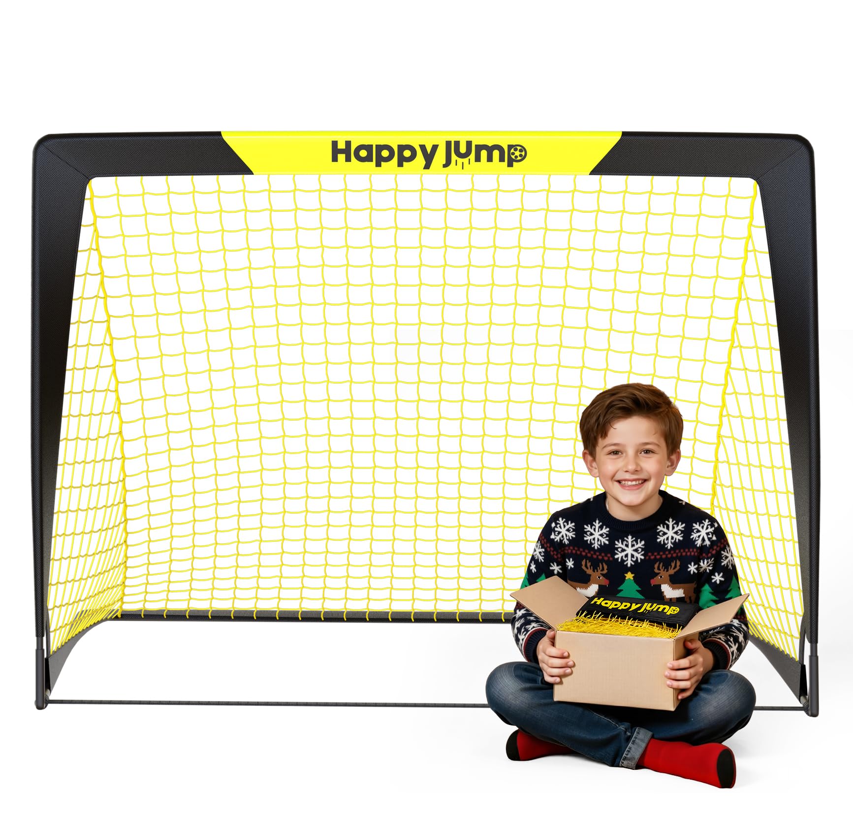 Happy Jump Soccer Goal Pop Up Foldable Soccer Net for Backyard 7x5FT,5x3.6FT,4x3FT,3x2.2FT