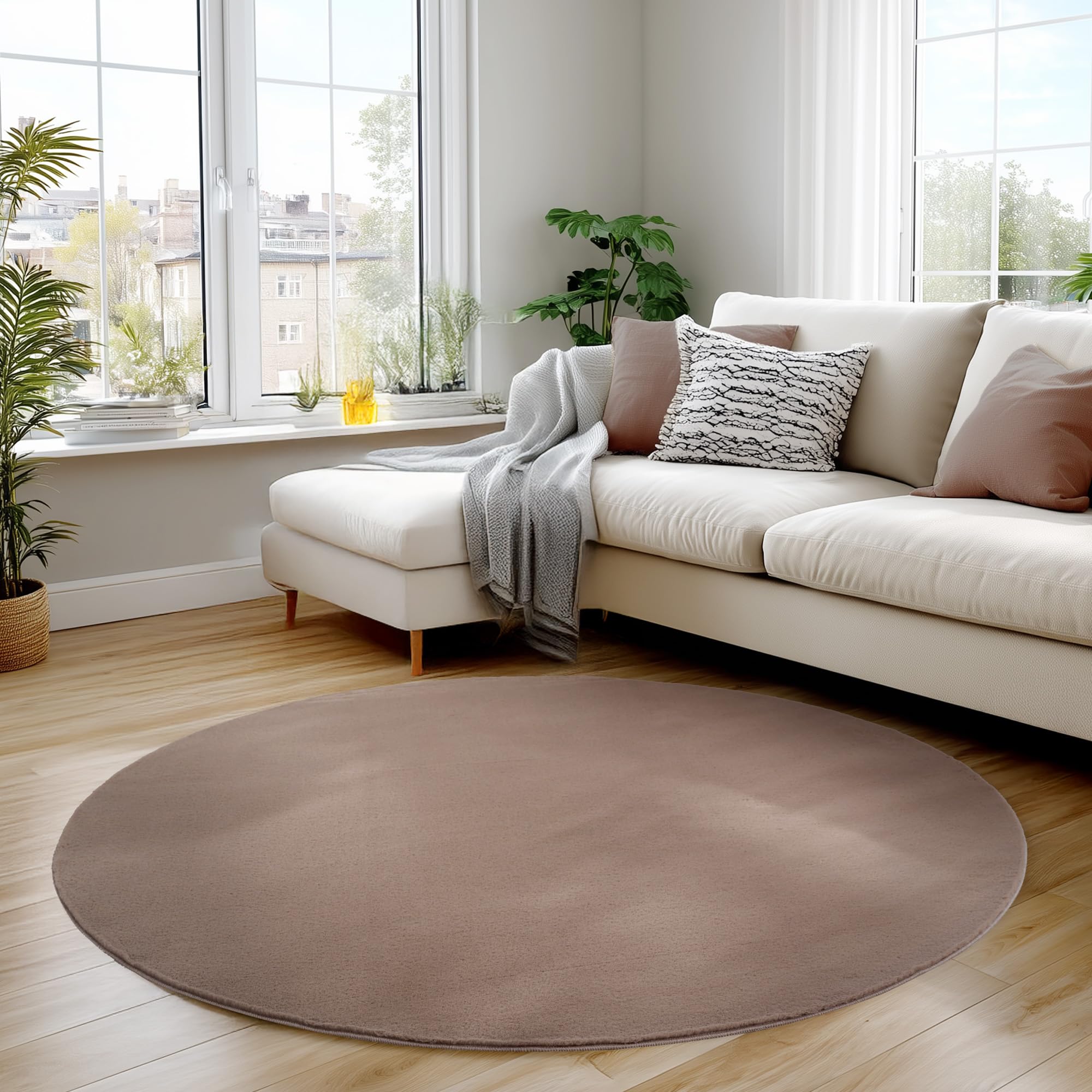 Carpettex Teppich Kurzflor Teppich Waschbar, rund, rutschfest & weich, modernes einfarbiges Design für Wohnzimmer, Schlafzimmer, Küche & Kinderzimmer.